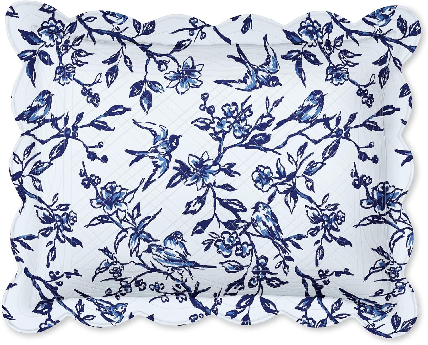 BrylaneHome Florence Sham - King, Blue Stripe