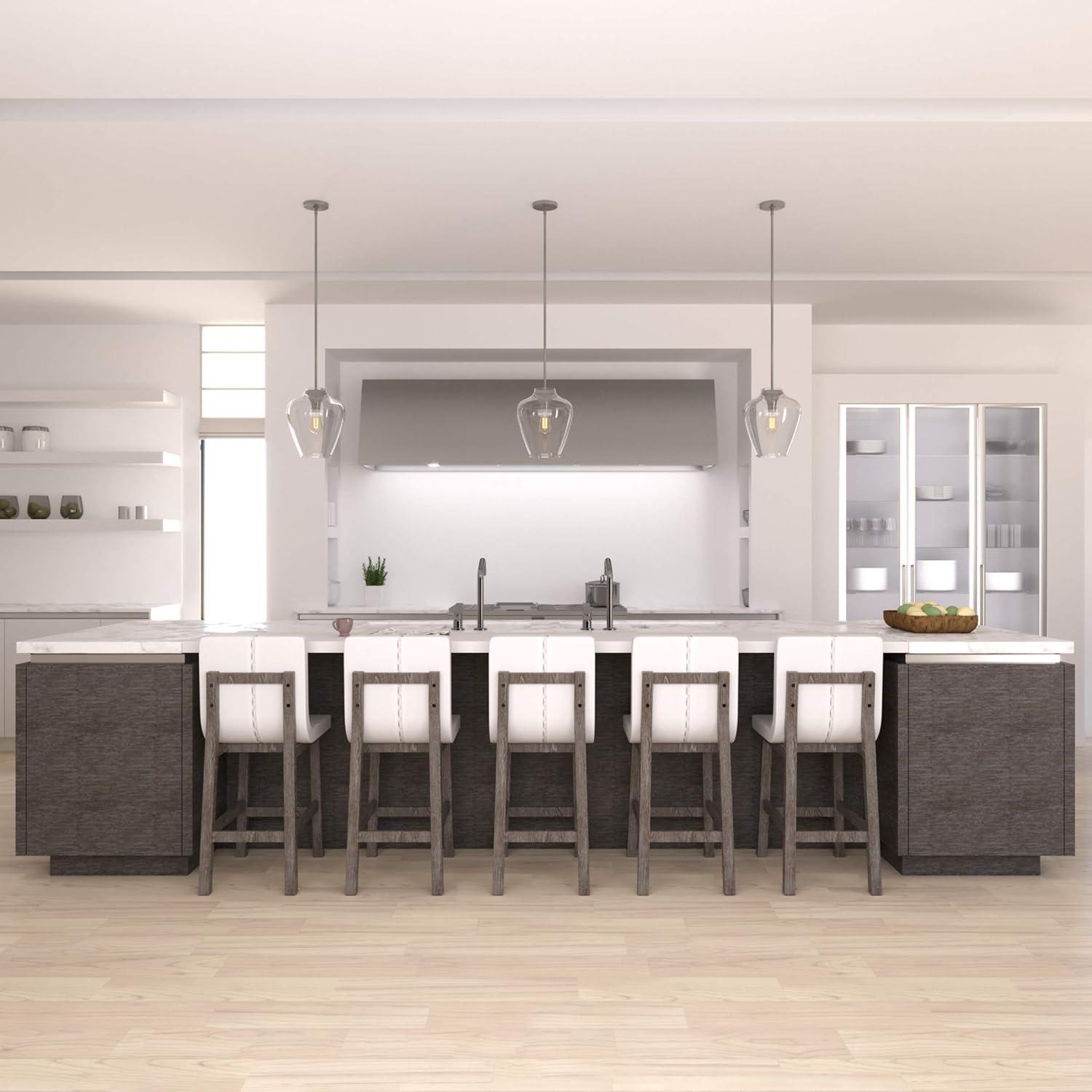 Hunter Fan 1-Light Vidria Pendant Brushed Nickel: Modern Glass Ceiling Fixture, UL Listed, Adjustable Height