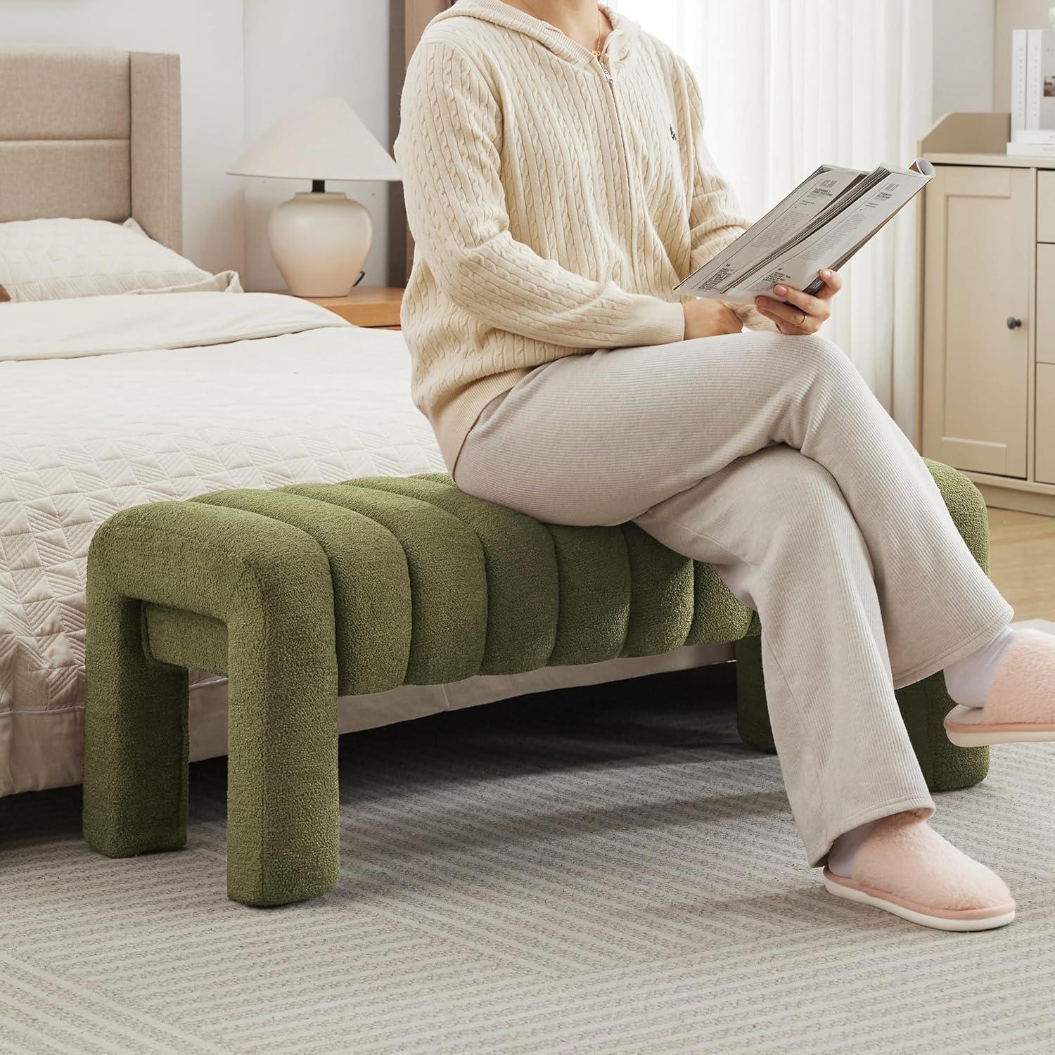 Oyan 43"or 63"W Channel Tufted Upholstered Bedroom Bench