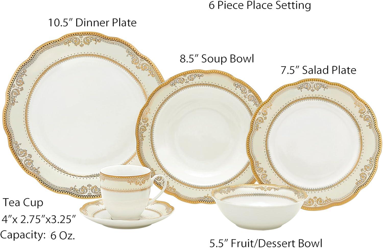 Lorren Home Trends 57 Piece Porcelain China Dinnerware Set - Service for 8