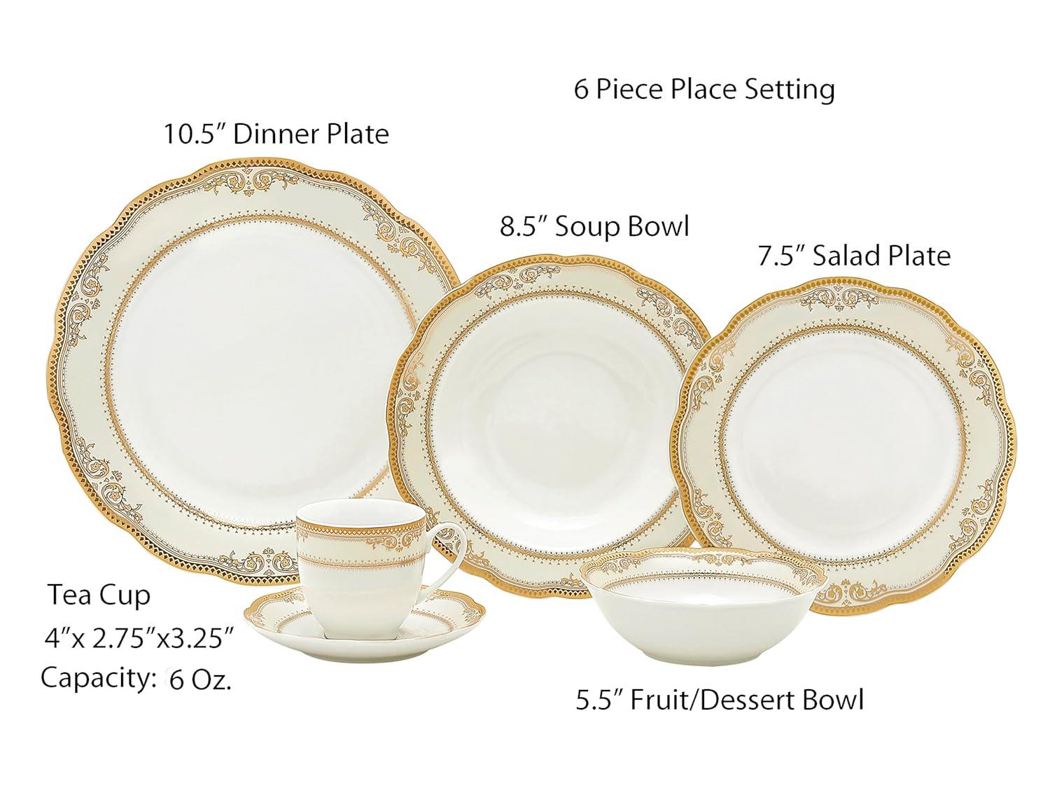 Lorren Home Trends 57 Piece Porcelain China Dinnerware Set - Service for 8