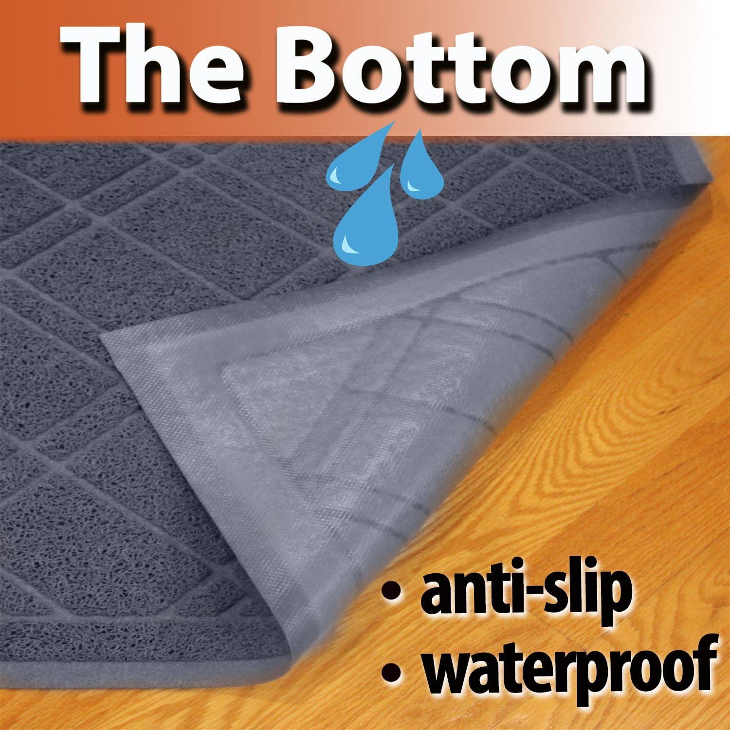 iPrimio Cat Litter Mat - Traps Litter from Paws and Box - Extra Soft Mesh – Phthalate & BPA Free - Suitable for Giant, Jumbo, Small Cats and Kittens - Extra Large (35” x 23.5”) - Blue Gray