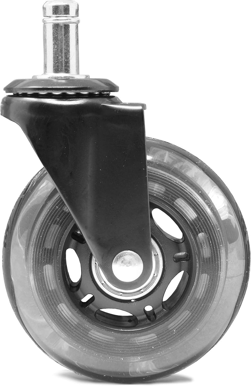 Black Polyurethane 3-Inch Office Chair Swivel Caster Wheels, 5-Pack