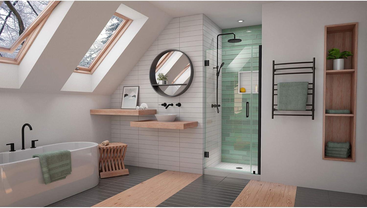 DreamLine Unidoor-LS 33-34 in. W x 72 in. H Frameless Hinged Shower Door in Satin Black