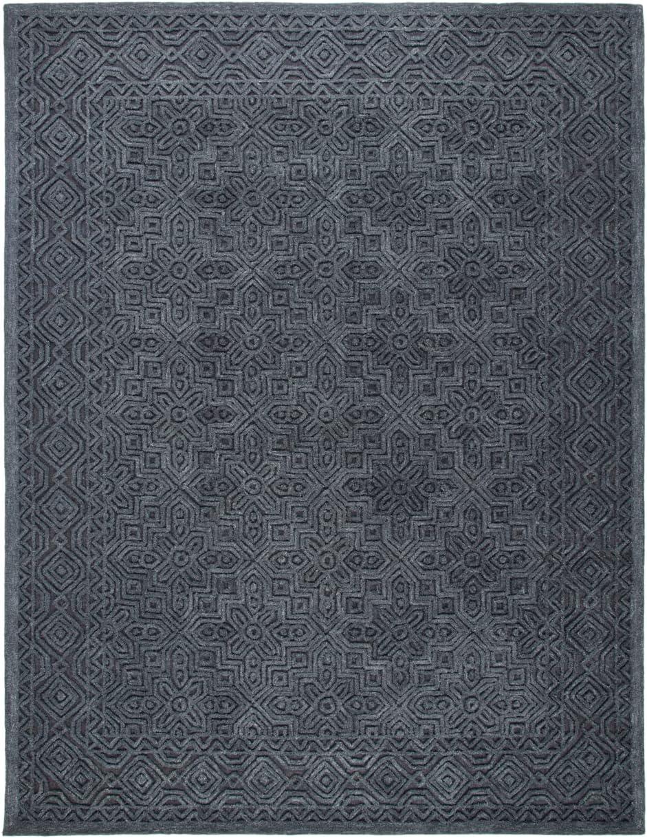 Gray Geometric Tufted Wool 6' x 9' Handmade Area Rug