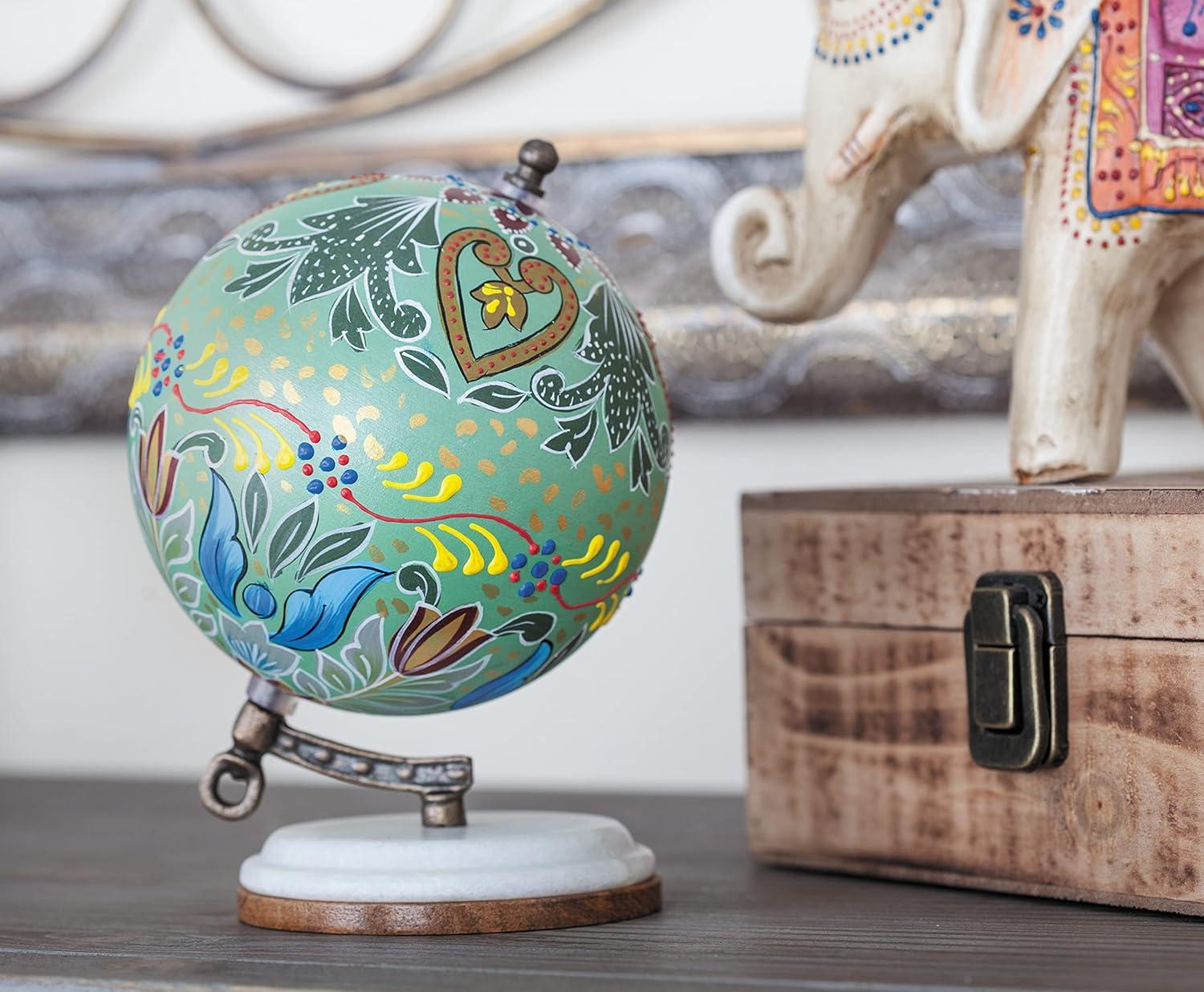 Decmode Modern 7 Inch Resin And Wood Decorative Lattice Globe, Multicolor