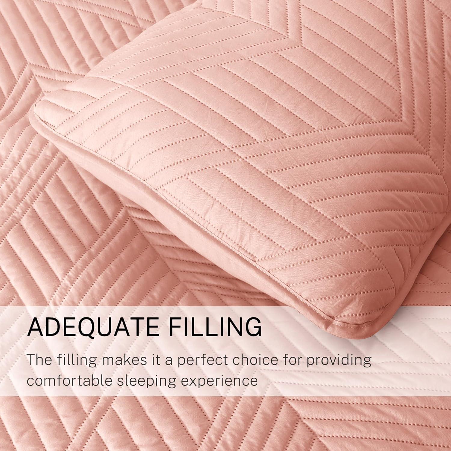 Blush Pink Twin Microfiber Reversible Quilt Set