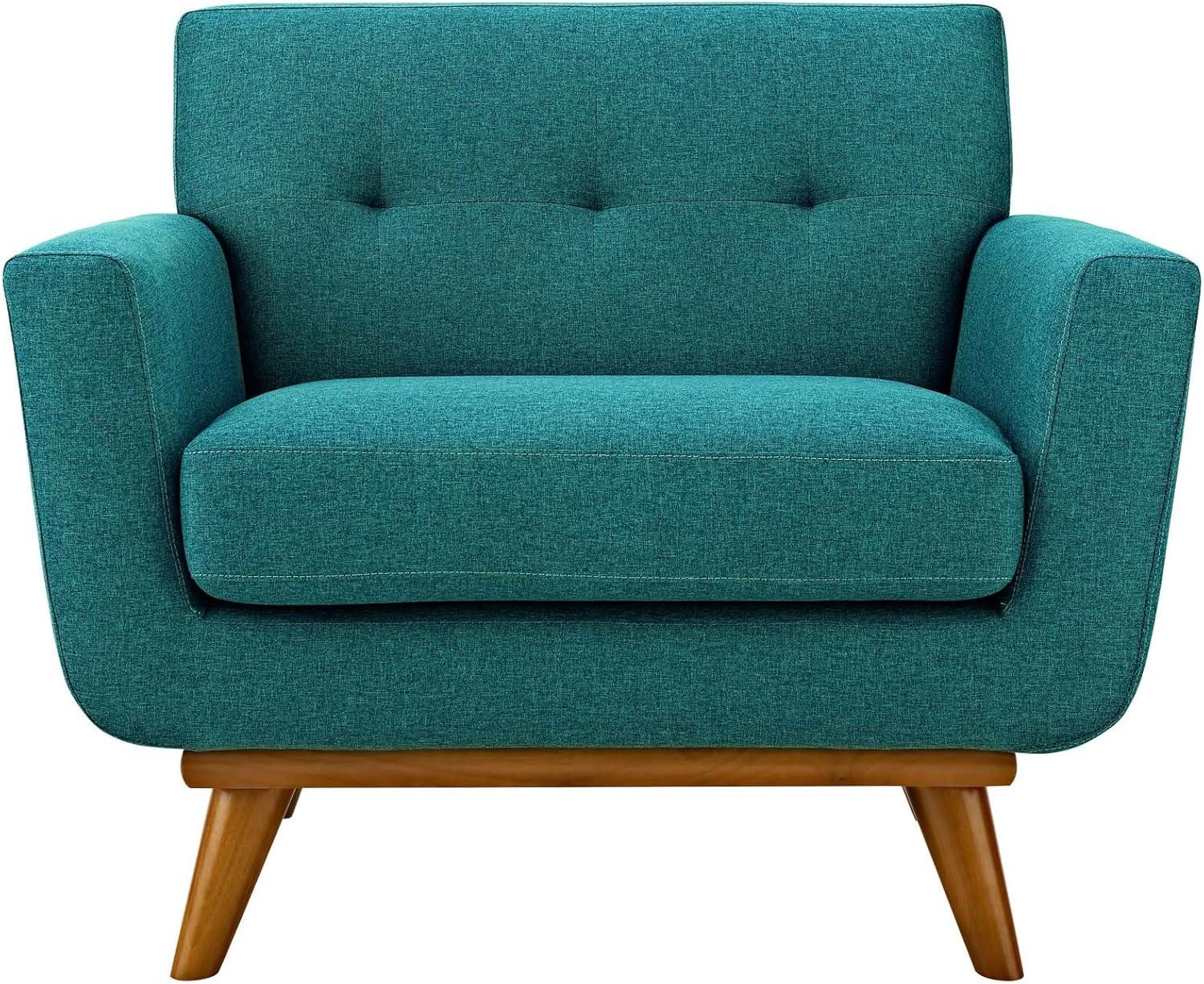 Modway Engage Upholstered Fabric Armchair in Teal