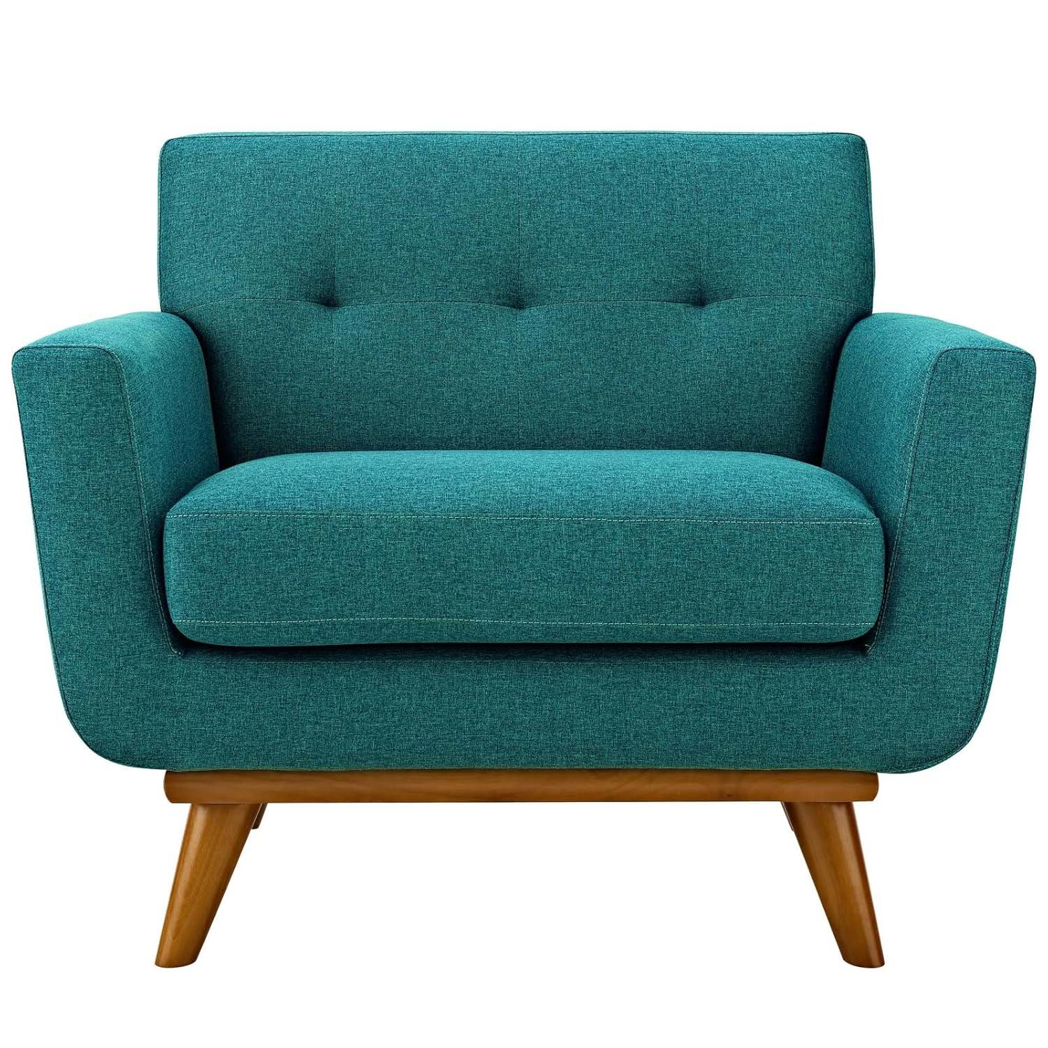Modway Engage Upholstered Fabric Armchair in Teal