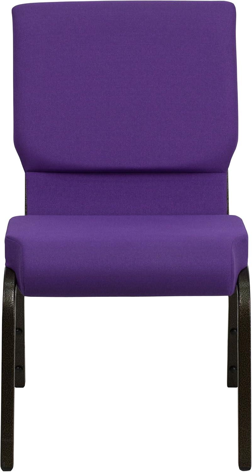 BizChair 18.5''W Stacking Church Chair in Purple Fabric - Gold Vein Frame