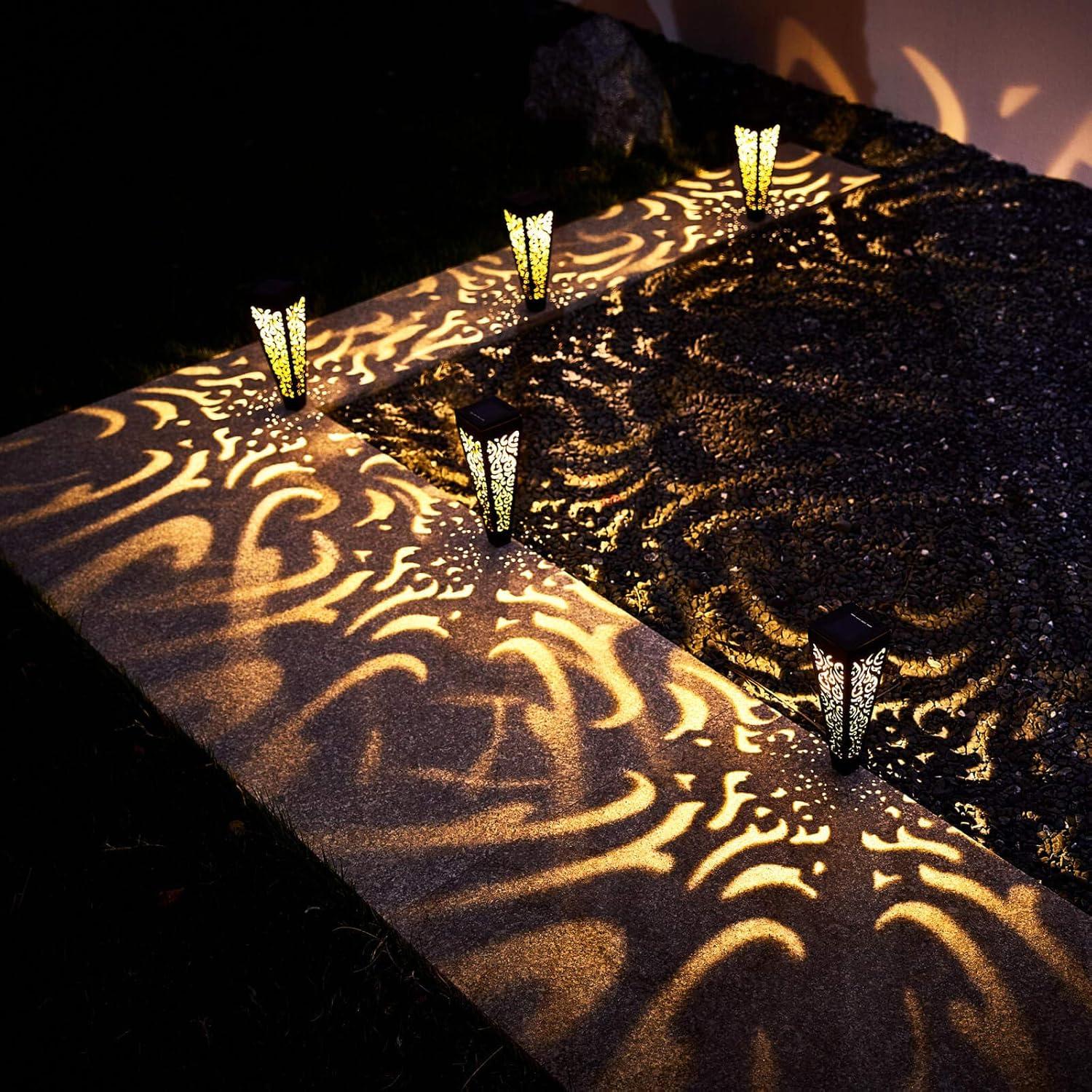 6Pcs Solar Pathway Garden Lights Outdoor Decorative Stakes, Waterproof LED Landscape Lighting for Lawn, Walkway, Patio, Yard (8 Lumens)