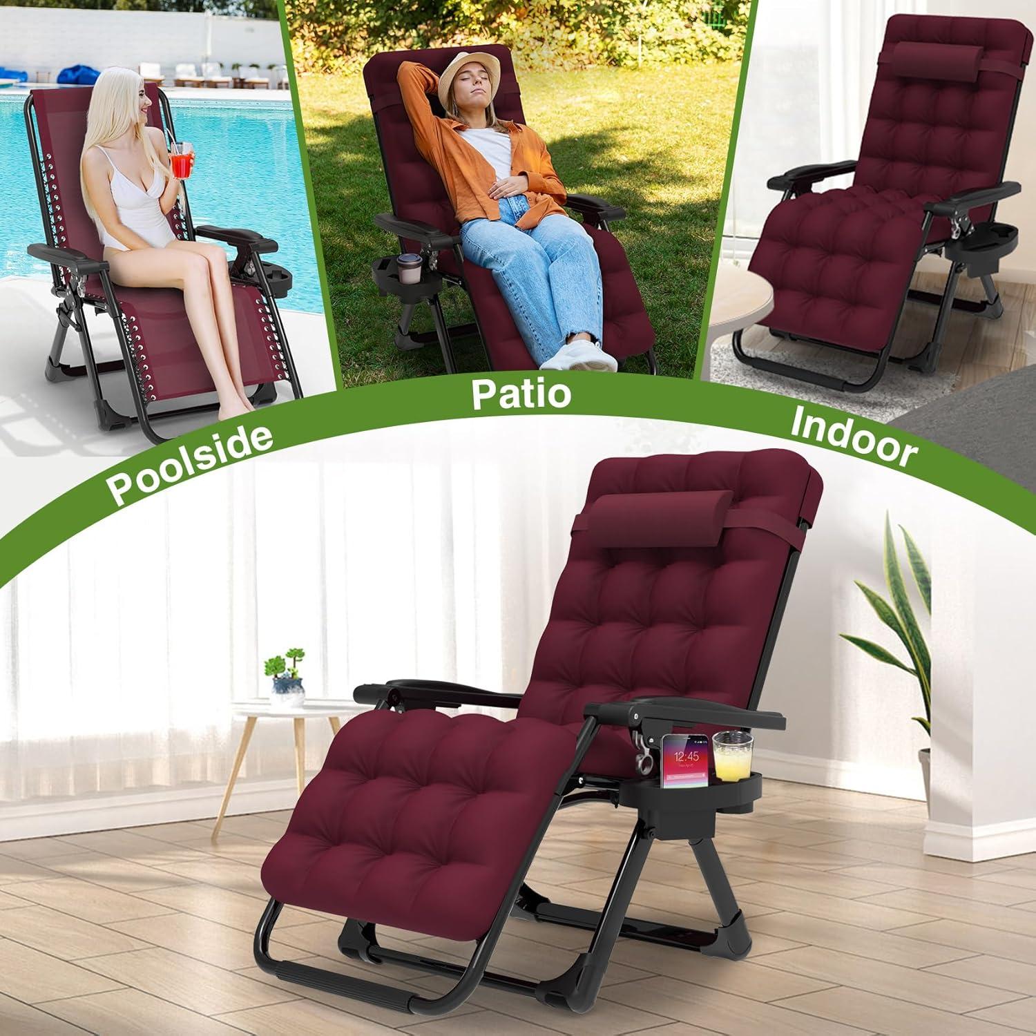 Claret Padded Zero Gravity Recliner with Cup Holder