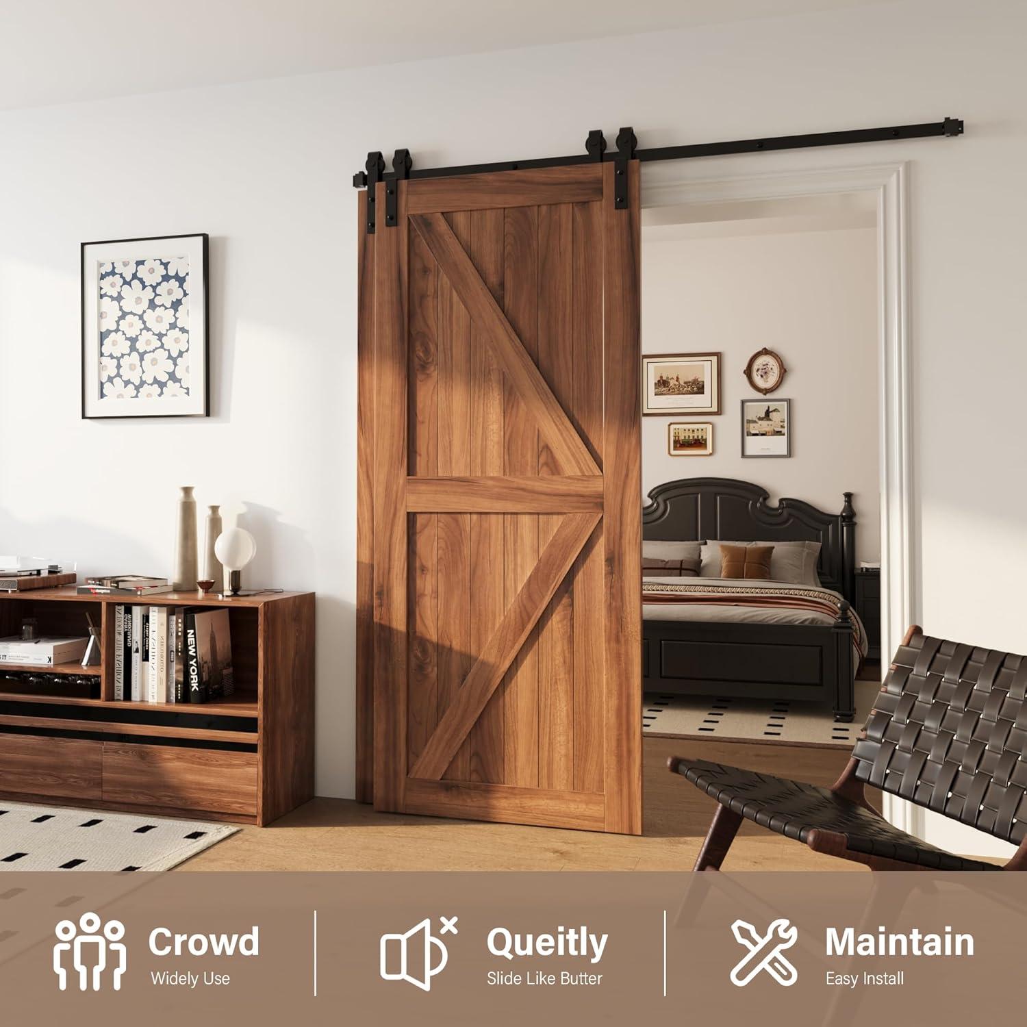 Black Heavy Duty Sliding Barn Door Hardware Kit