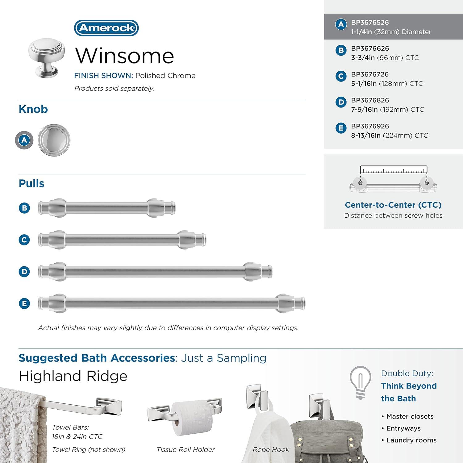 Winsome 1 1/4" Diameter Round Knob