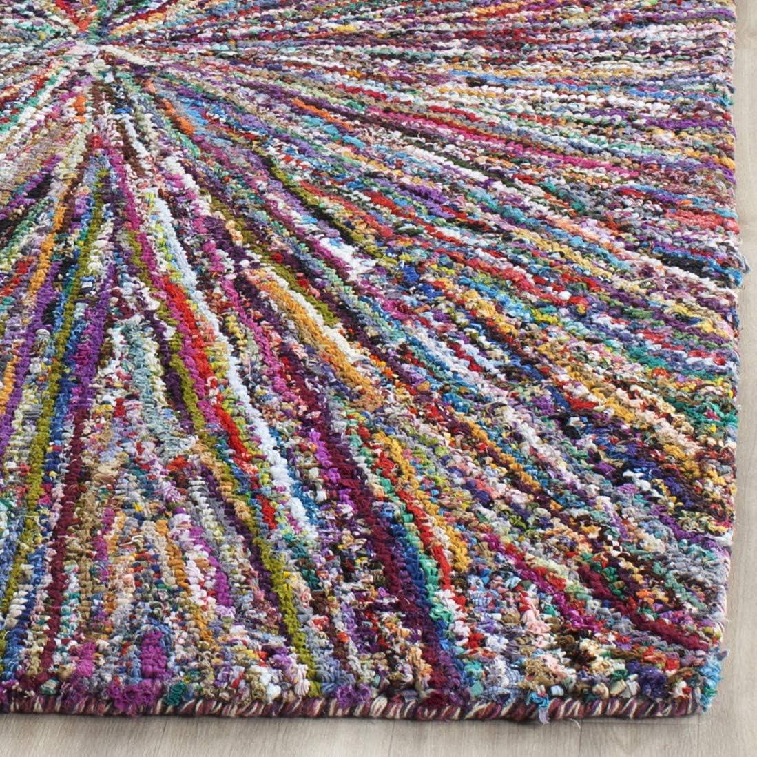 SAFAVIEH Nantucket Collection Runner Rug - 2'3" x 7', Multi, Handmade Boho Abstract Burst Cotton, Ideal for High Traffic Areas in Living Room, Bedroom (NAN319A)