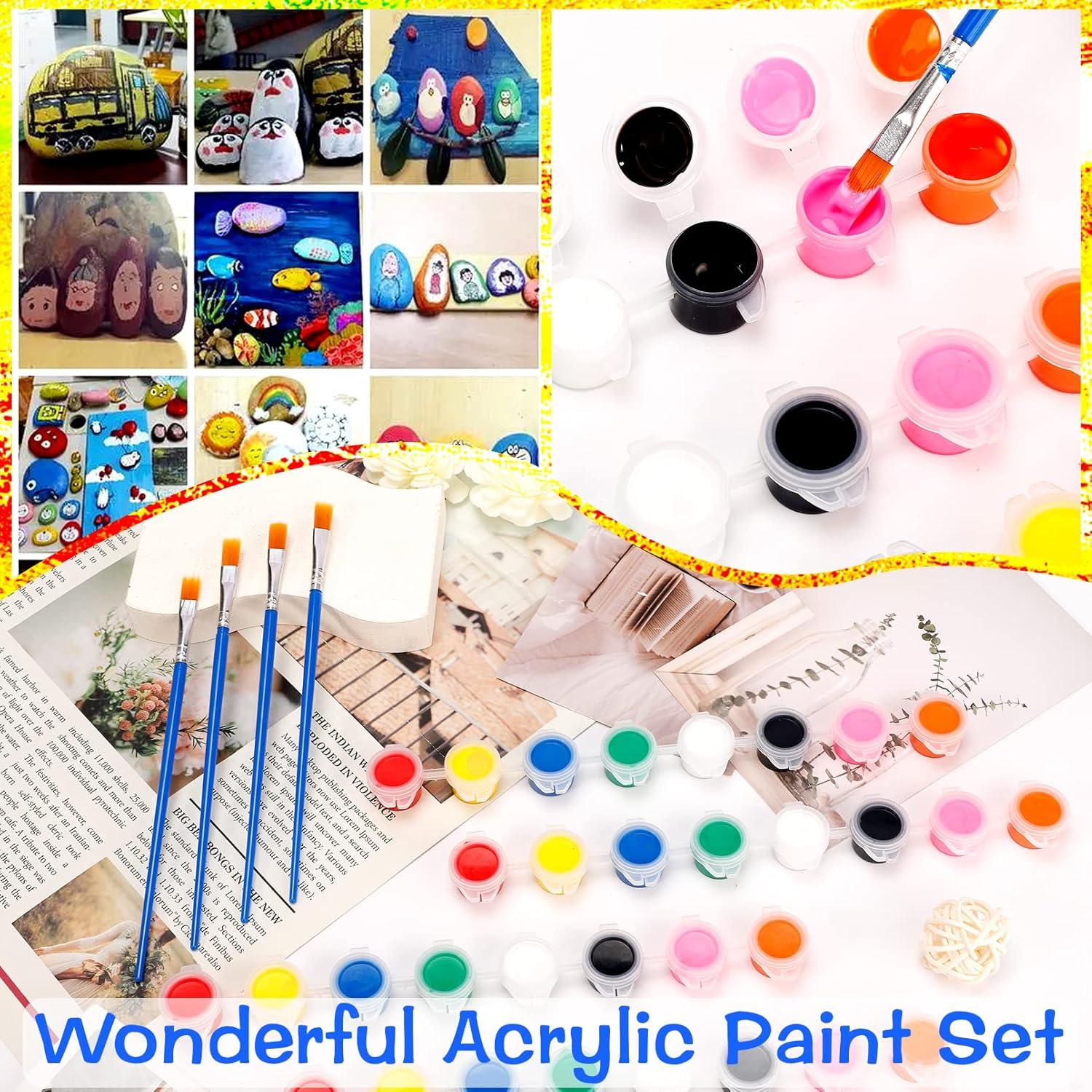 Acrylic Paint Strips For Kids&Adults,Bulk Set of 12 Washable Filled Paint Sets in 8 Colors,With 12 Paintbrushes,Painting Art Supplies Craft Paint Pots for Home Birthday Party Favors (Brown Purple)