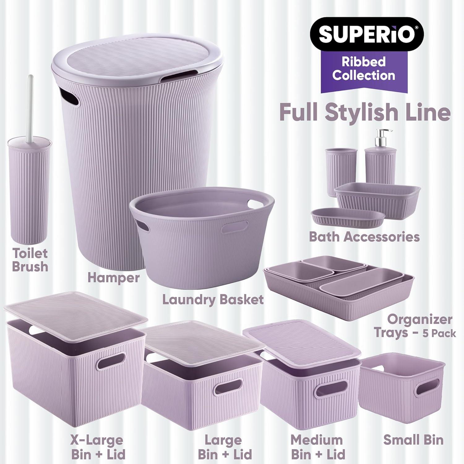 Superio Ribbed Laundry Hamper and Laundry Basket