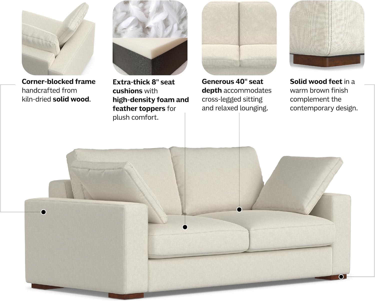 AllModern Tatum Deep Seater Sofa, Performance Fabric Couch for Living Room, Stain-Resistant Contemporary Sofa