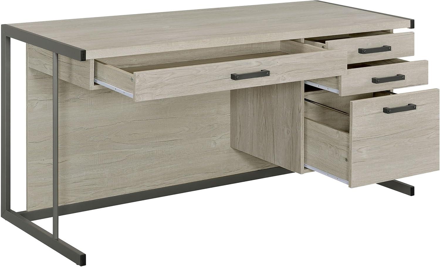 Coaster Loomis 4-drawer Modern Wood Office Desk in Whitewashed Gray