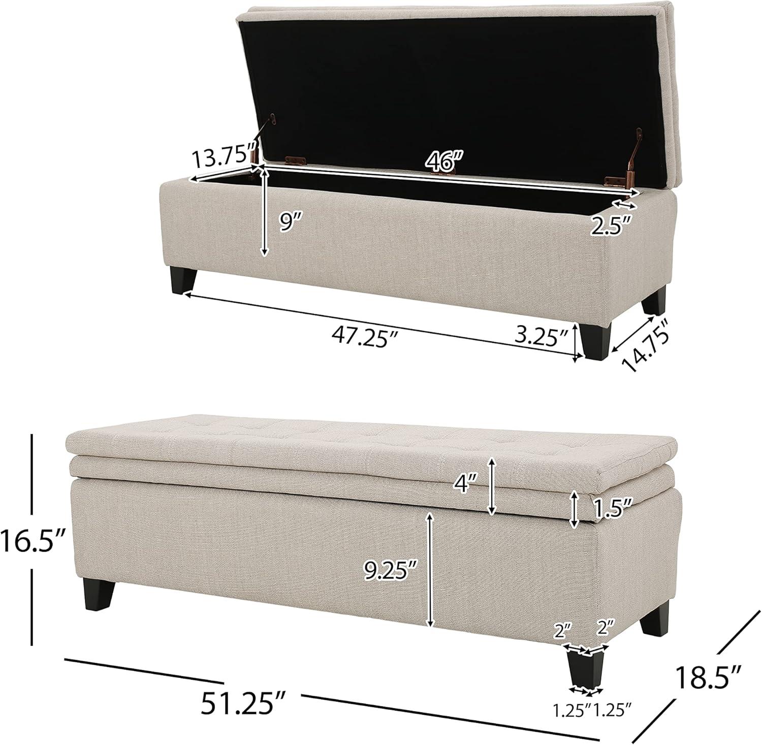 Brighton Linen Storage Ottoman Ivory - Christopher Knight Home