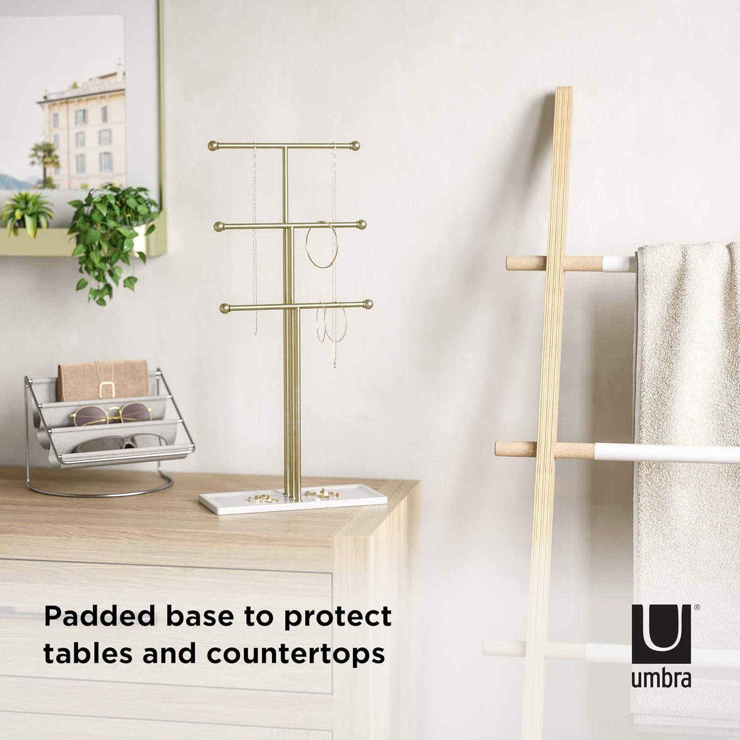 Gold and White Steel 3-Tier Jewelry Stand
