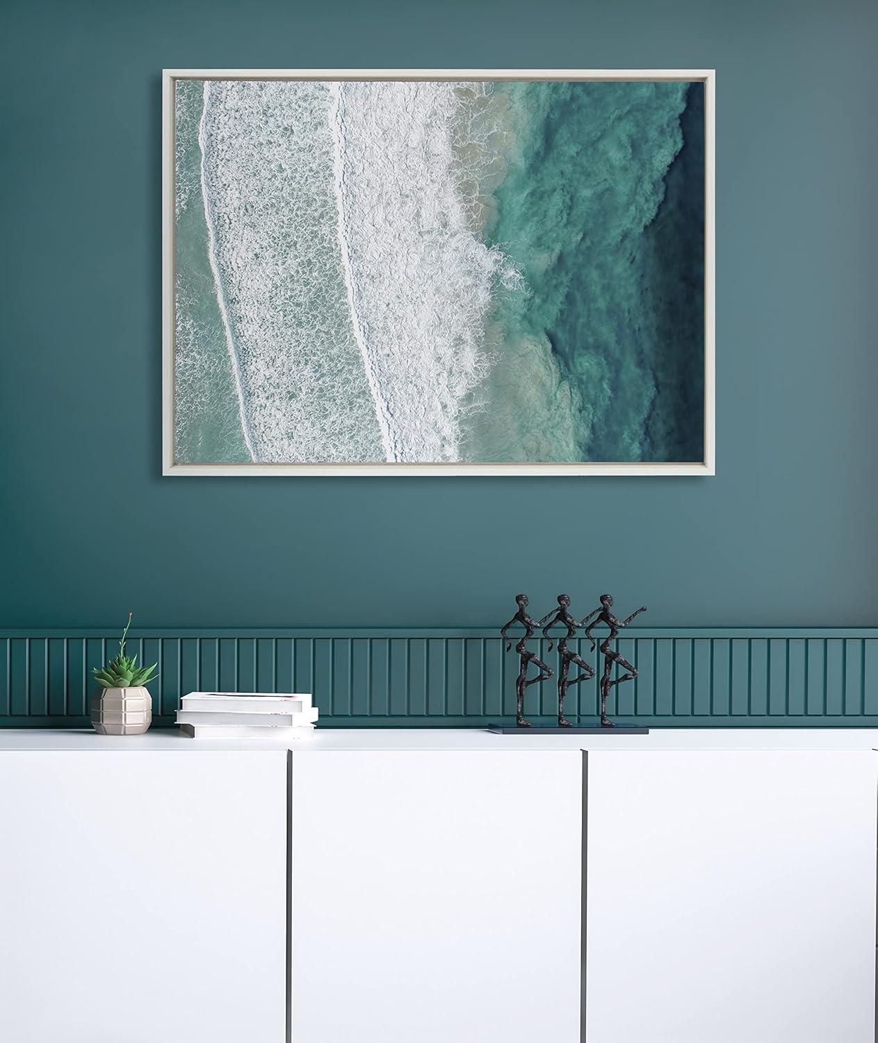 28" x 38" Sylvie Ocean Waves by The Bay Framed Canvas by Creative Bunch - Kate & Laurel All Things Decor