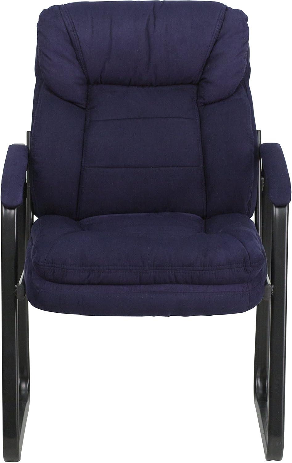 ErgoComfort Navy Microfiber Executive Side Chair with Metal Sled Base