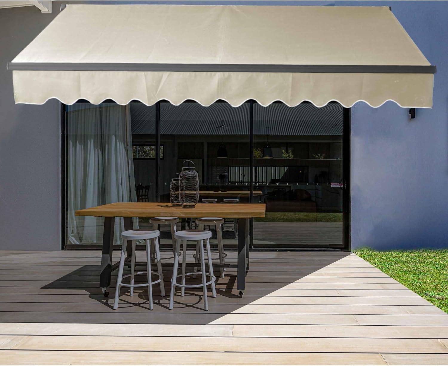 Retractable Home Patio Awning | Deck Canopy |UV Protection Sunshade | Manual Black Frame | Upgraded 2024