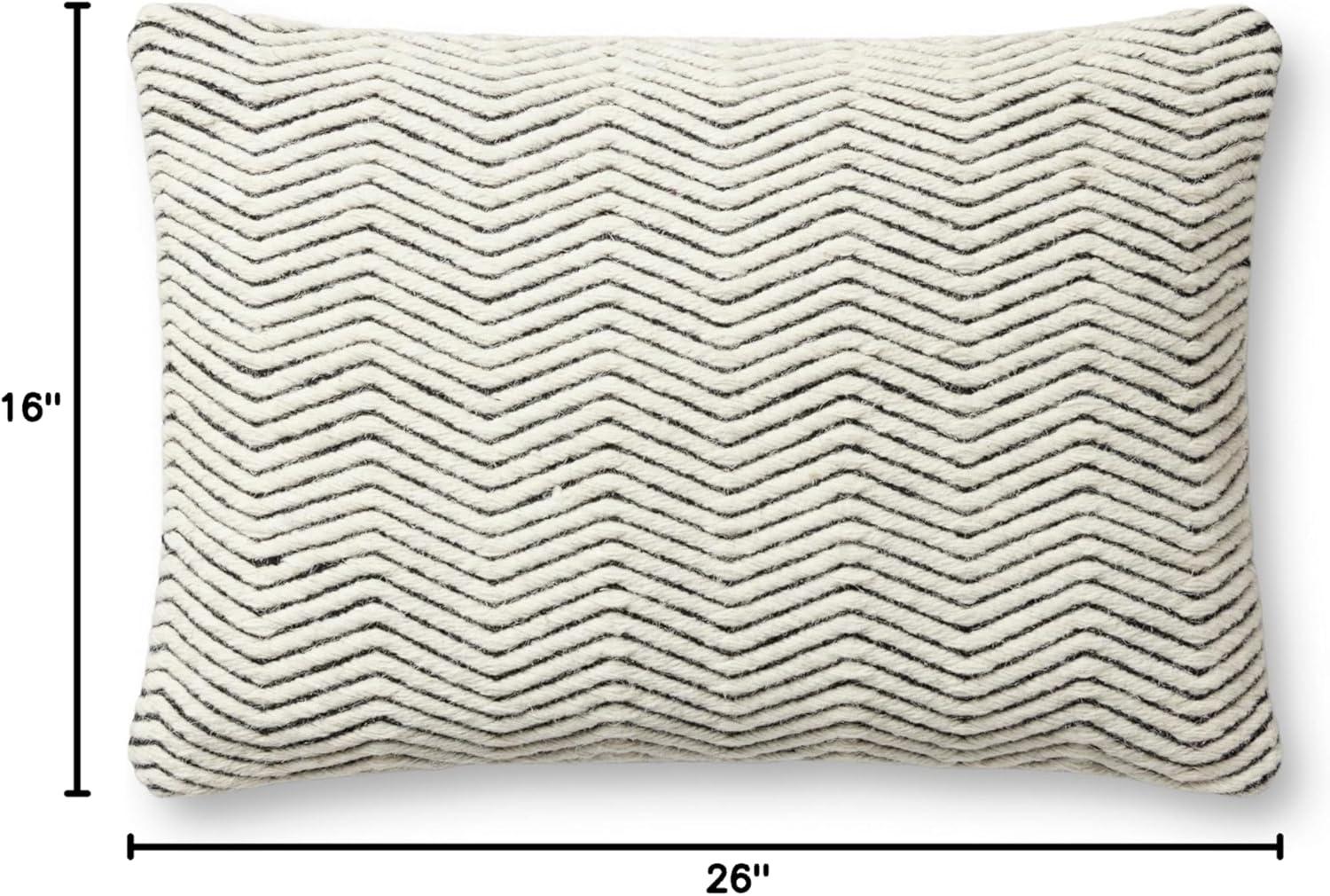 Ivory Chevron Wool Cotton Polyester Lumbar Pillow