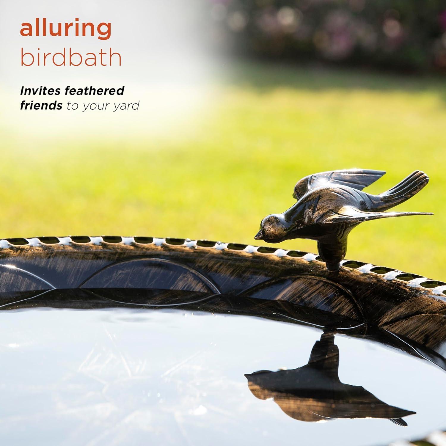 Alpine Corporation 26-Inch Bronze Bird Bath with Bird Figurine