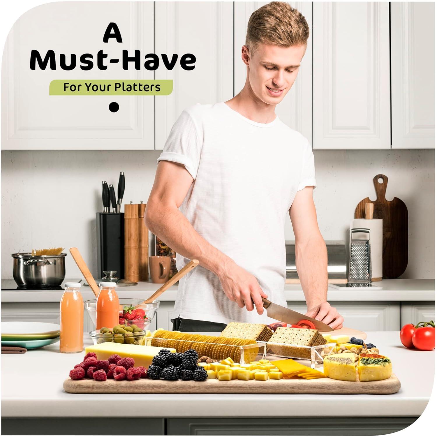 Srenta Clear Cracker Tray for Serving, Set of 2 Rectangular Cracker Holder for Serving Trays, Acrylic Food Display Cracker Serving Stand for Home