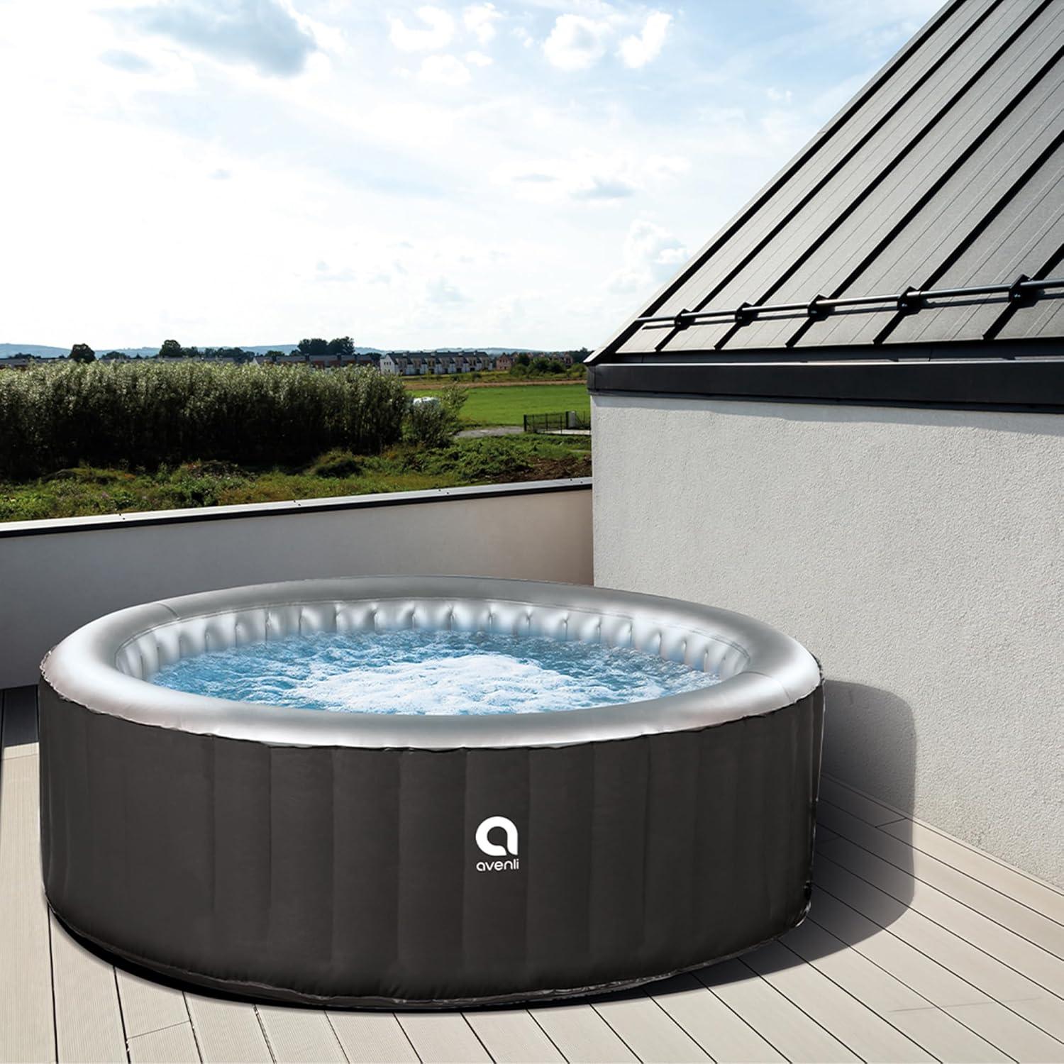 Black Round Inflatable 3-Person Hot Tub Spa with Control Panel