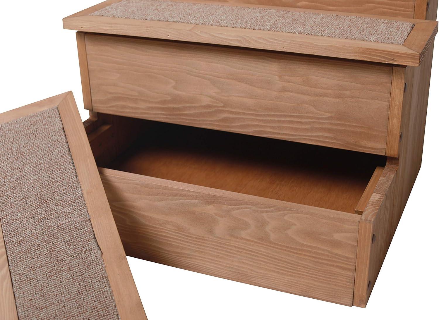 Canadian Hemlock Wooden Pet Stairs with Storage