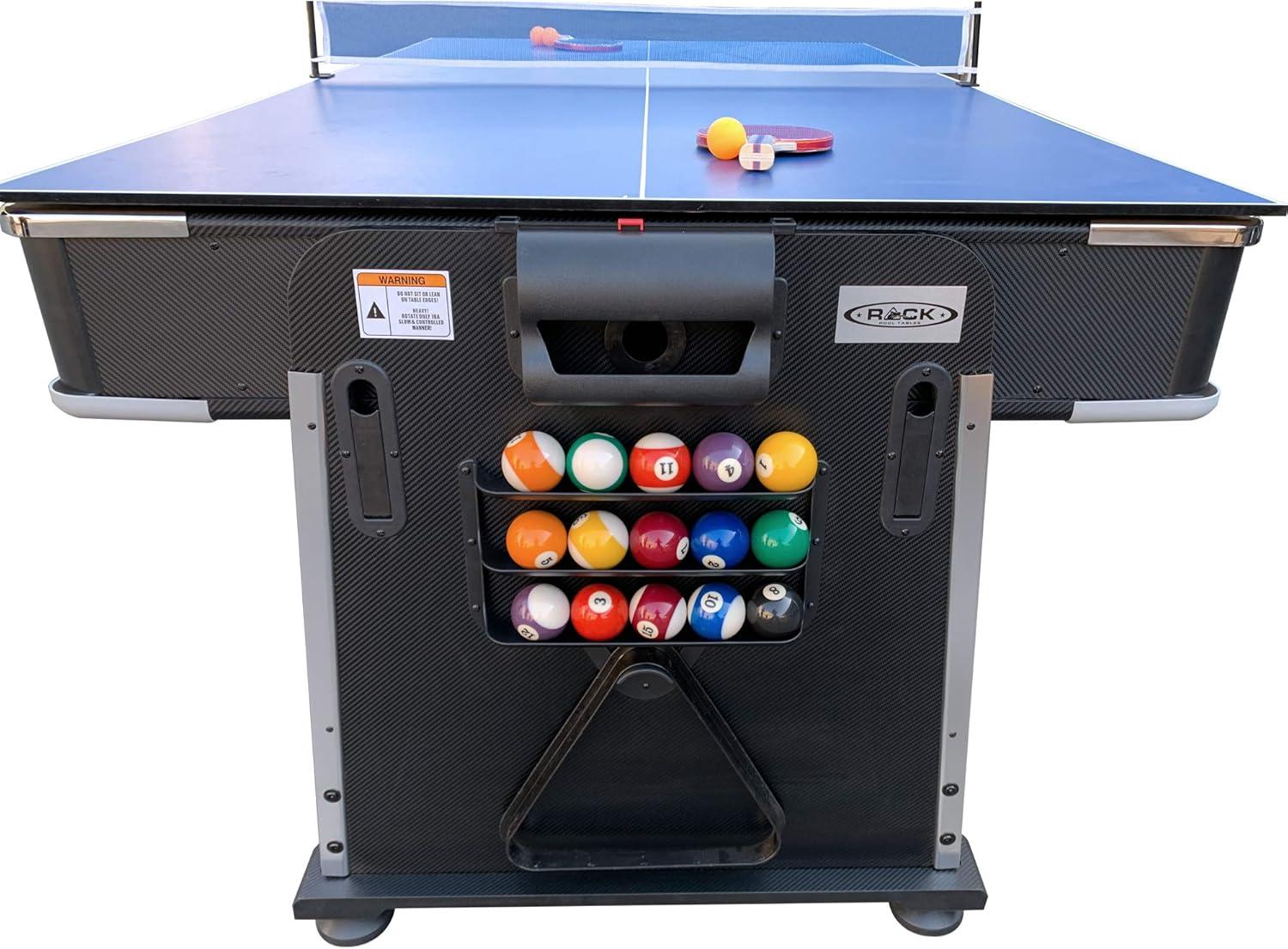 RACK Triad 7-Foot 3-in-1 Multi Game Swivel Billiard/Pool Table(Black)