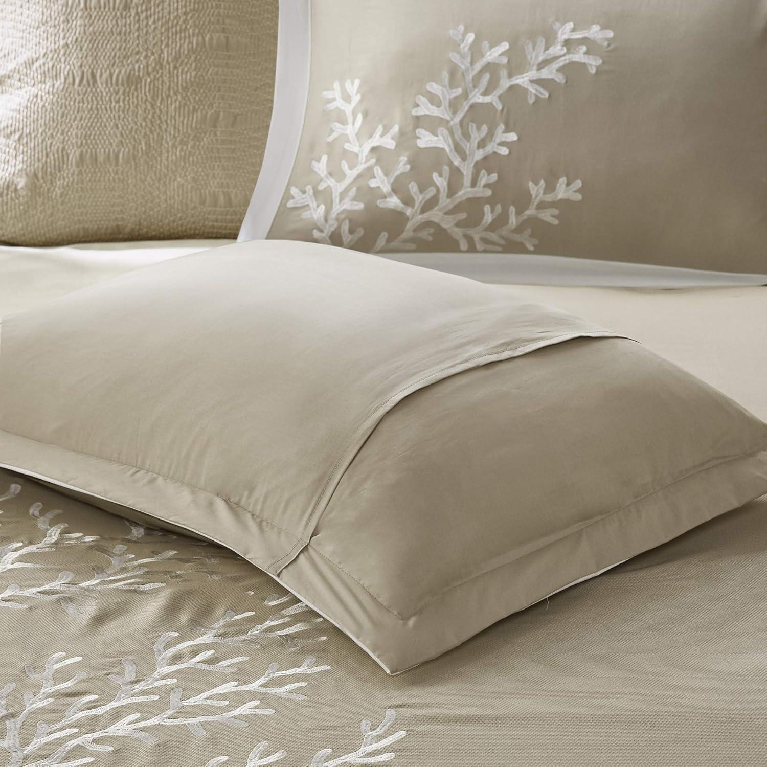 Coastal Khaki and White Cotton Queen Comforter Set