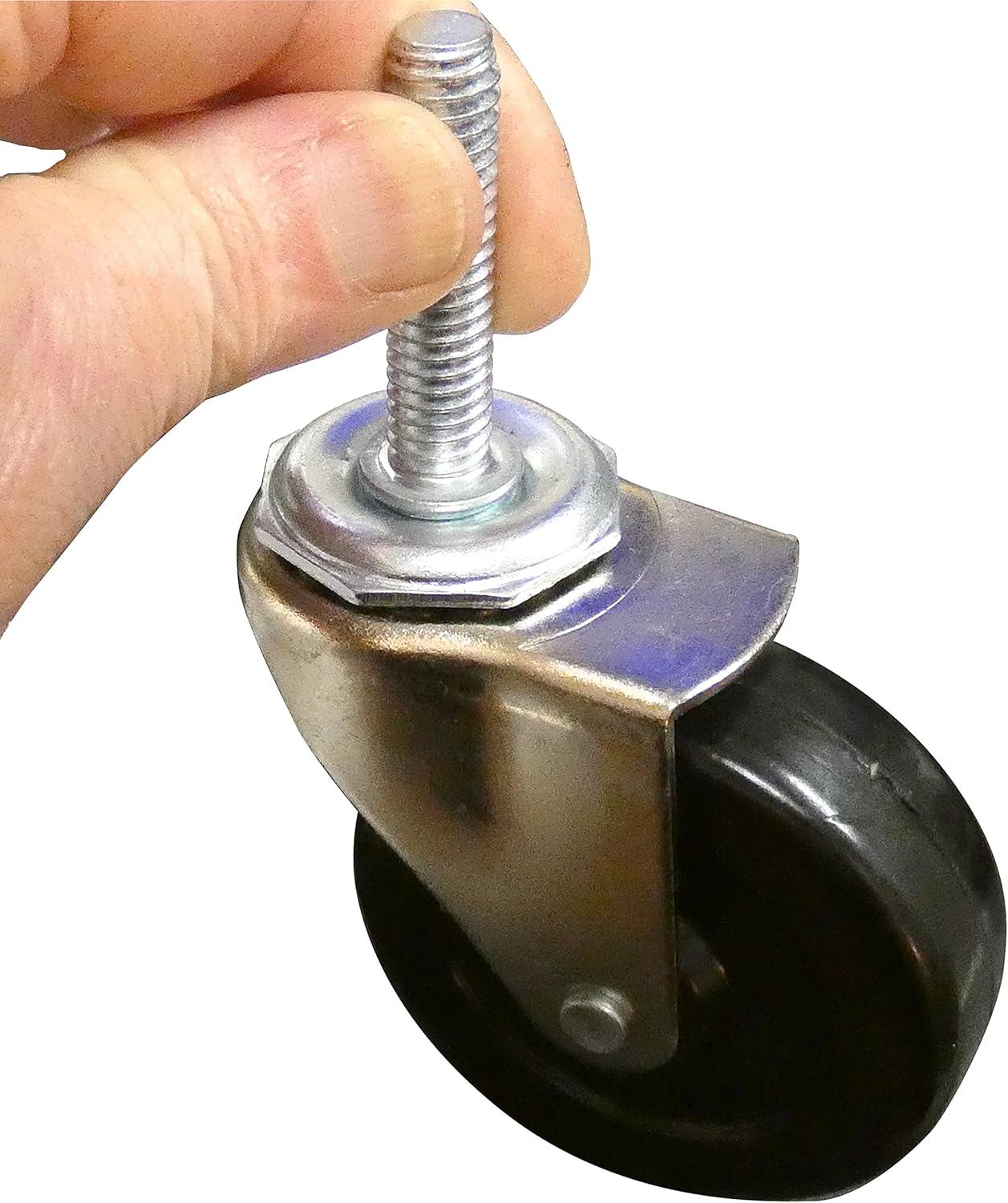 2-Inch Black Rubber Swivel Stem Caster with Ball Bearing