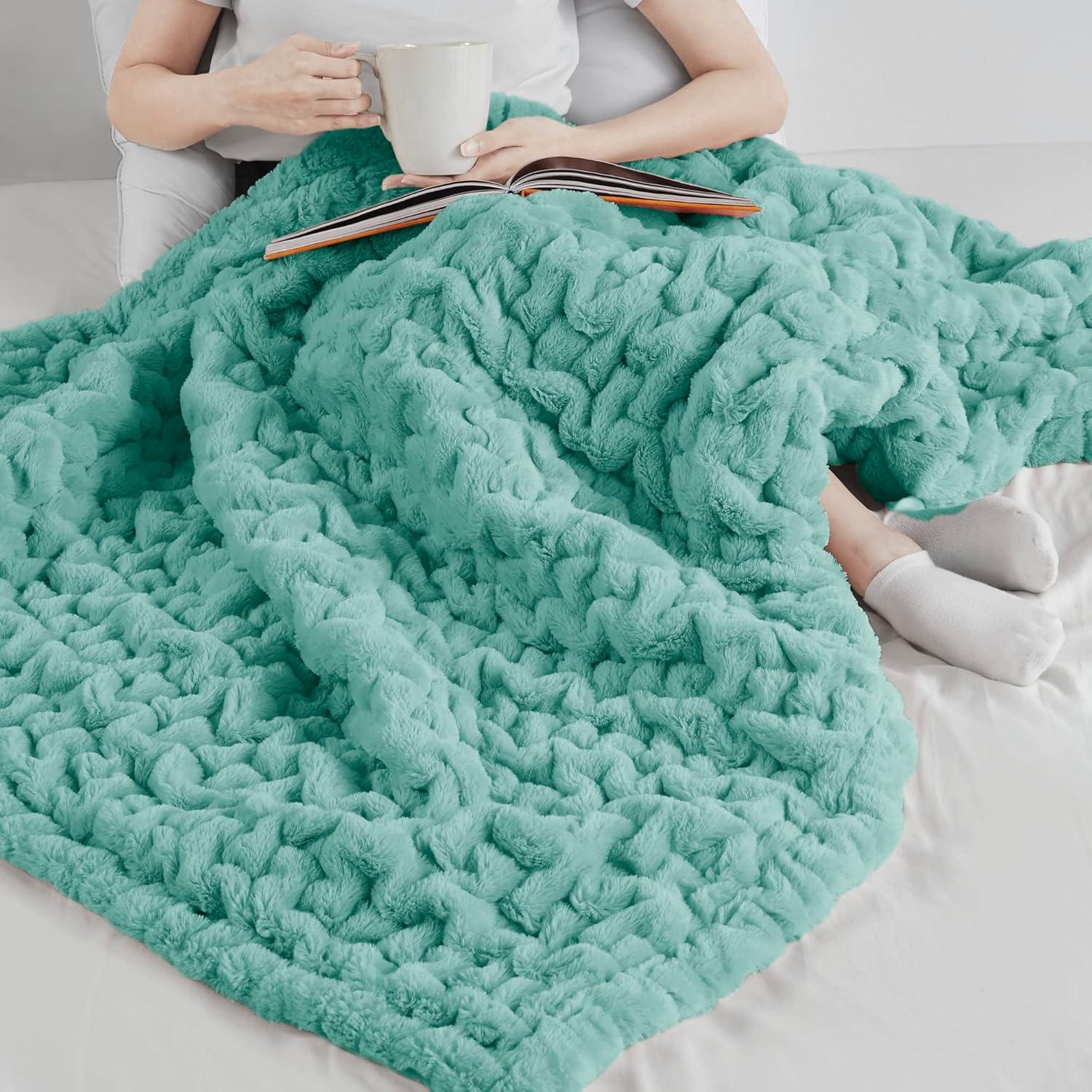 Ruched Fur Throw