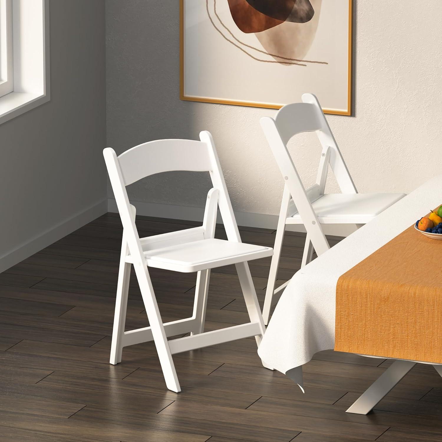 Kids White Resin Folding Chair with Vinyl Padded Seat