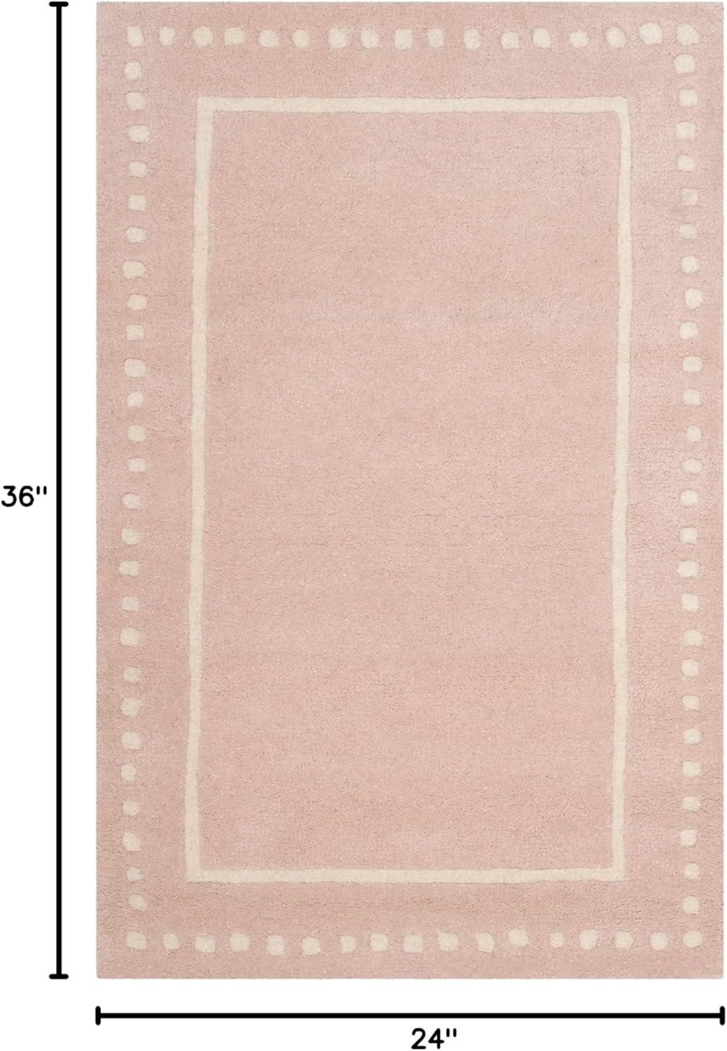 SAFAVIEH Bella Danita Plain Dotted Bordered Wool Area Rug, Light Pink/Ivory, 2' x 3'