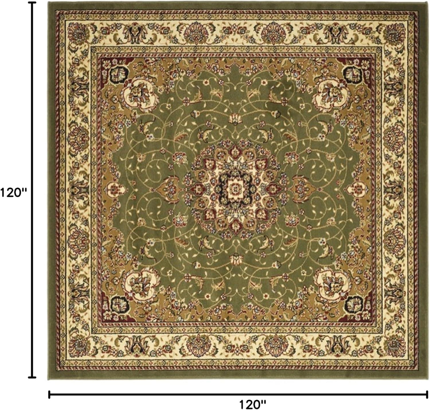 SAFAVIEH Lyndhurst Gabriella Traditional Bordered Area Rug, Sage/Ivory, 10' x 10' Square