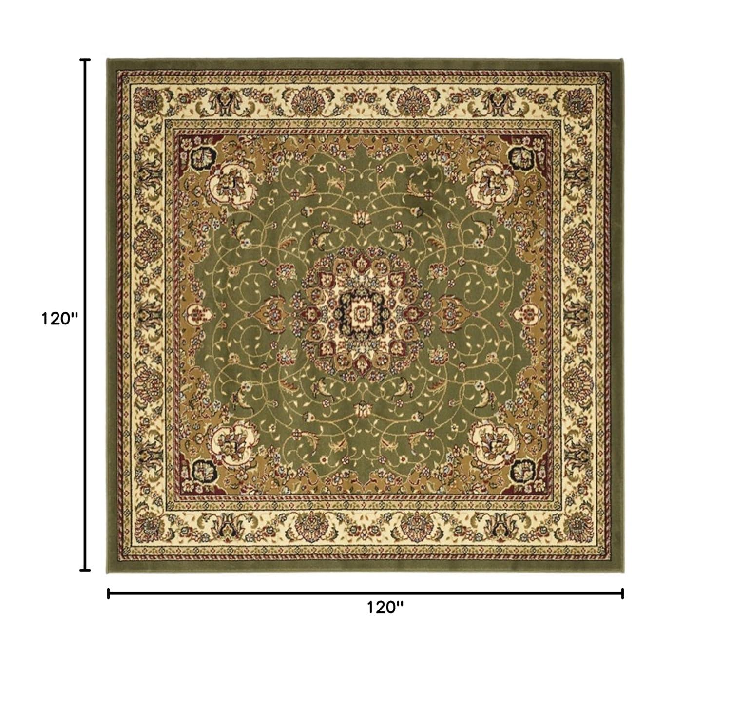 SAFAVIEH Lyndhurst Gabriella Traditional Bordered Area Rug, Sage/Ivory, 10' x 10' Square