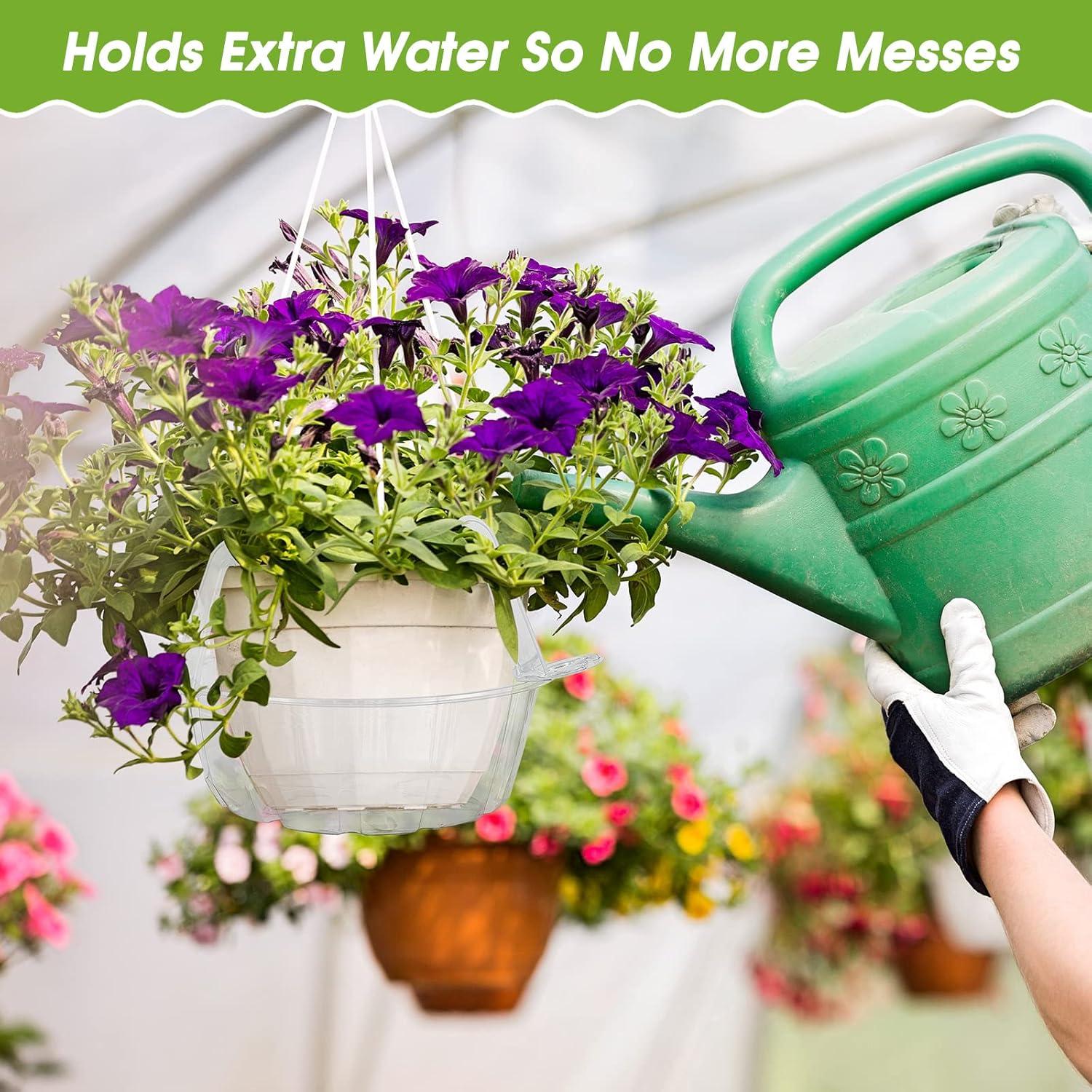 Arlmont & Co. 20 Pcs Hanging Plant Drip Trays Hanging Basket Water Catcher Plant Saucer Drip Pan Clear Plant Hangers For Hanging Planter Outdoor Indoor