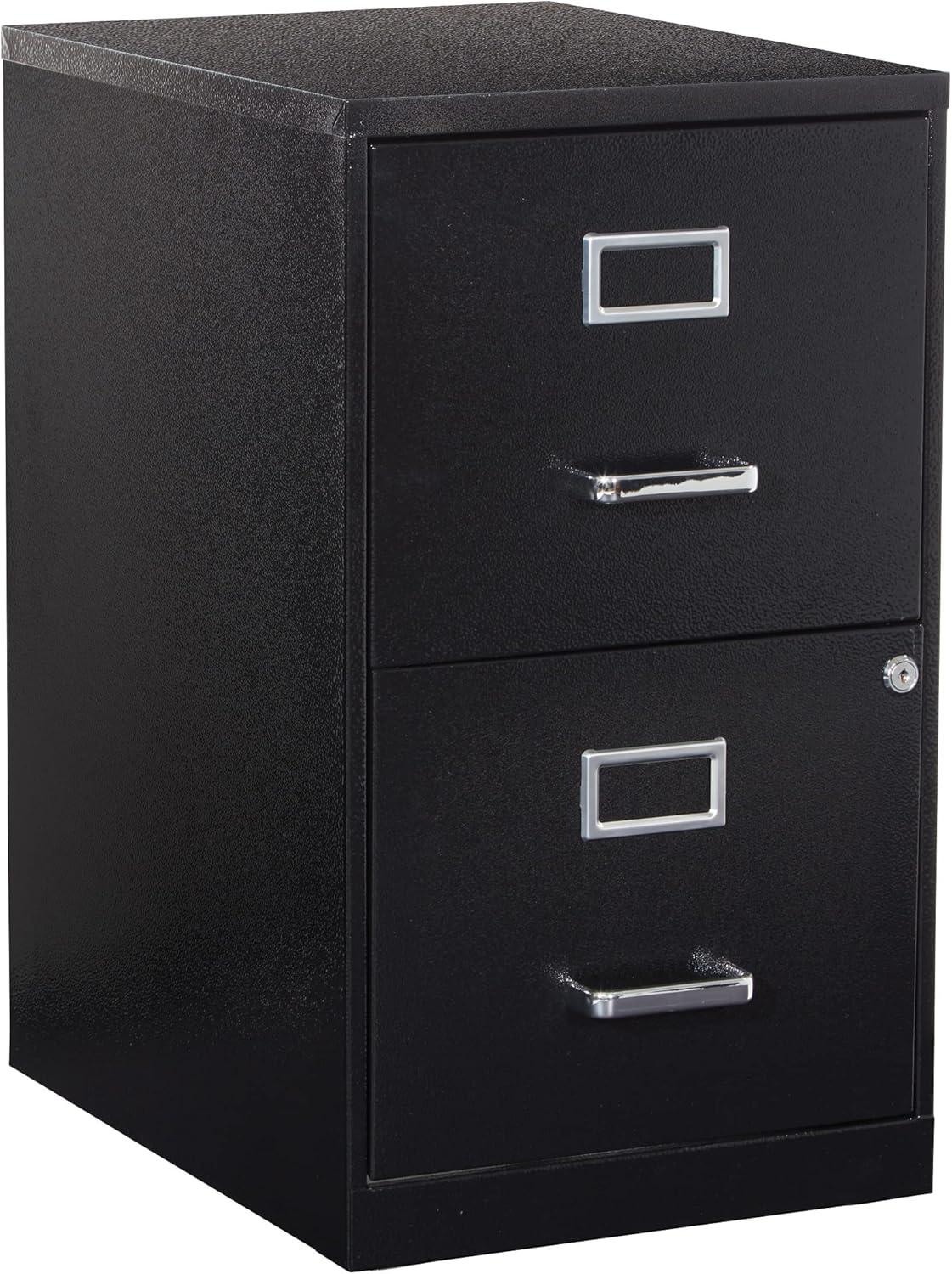 2 Drawer Locking Metal File Cabinet in Black