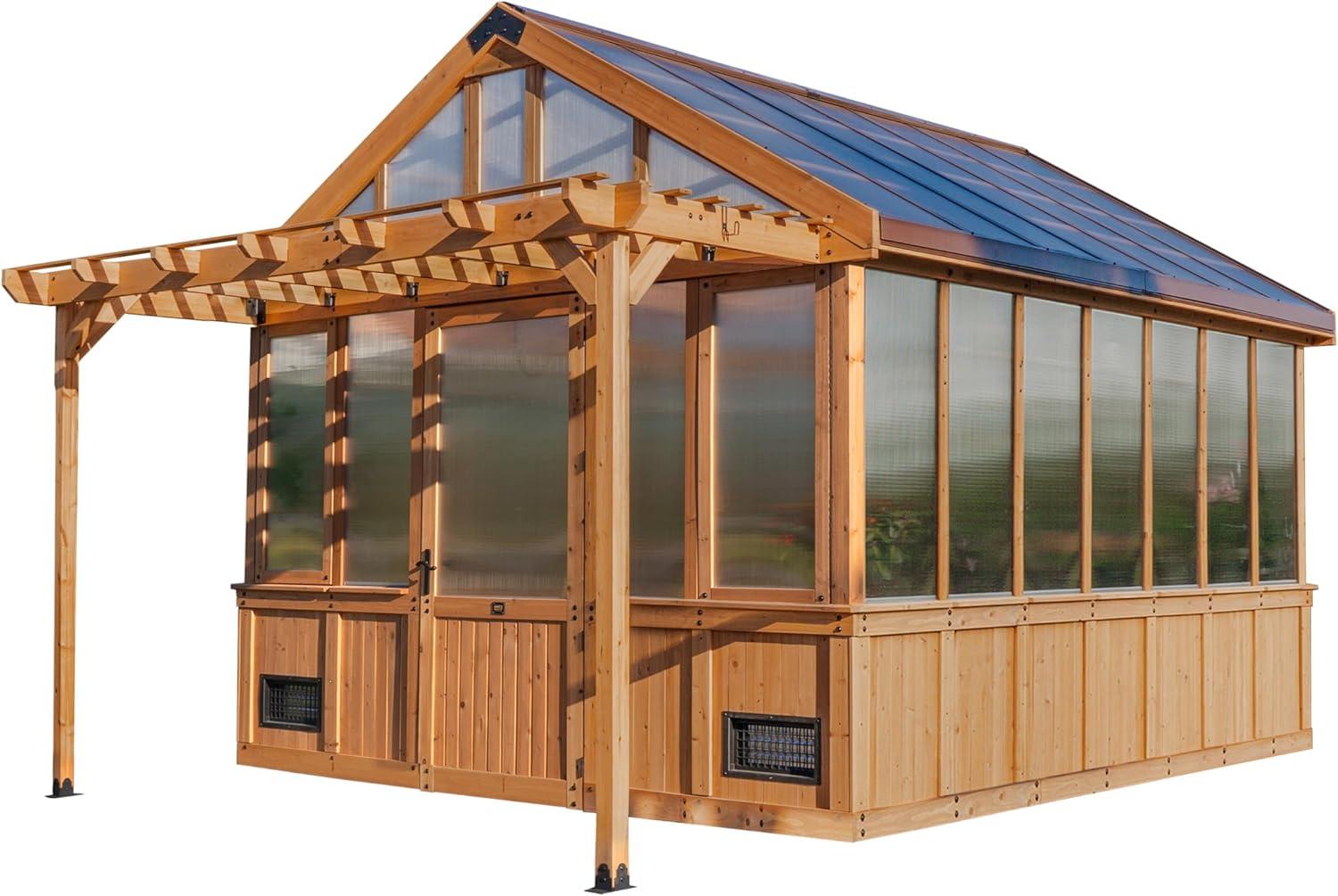 Bellerose XL 13 ft. x 11 ft. Cedar Wood and Polycarbonate Greenhouse