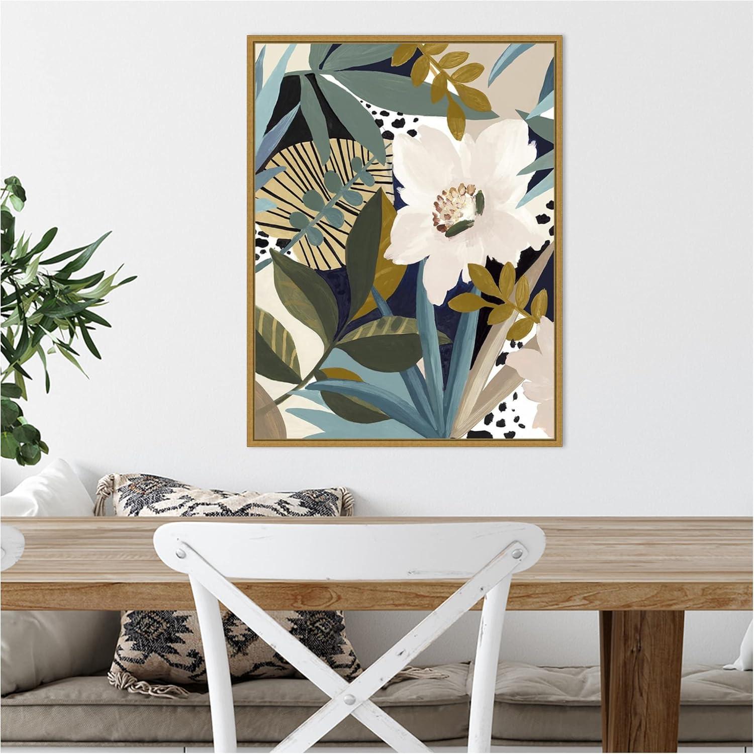 Floral Symphony I Gold Framed Canvas Wall Art