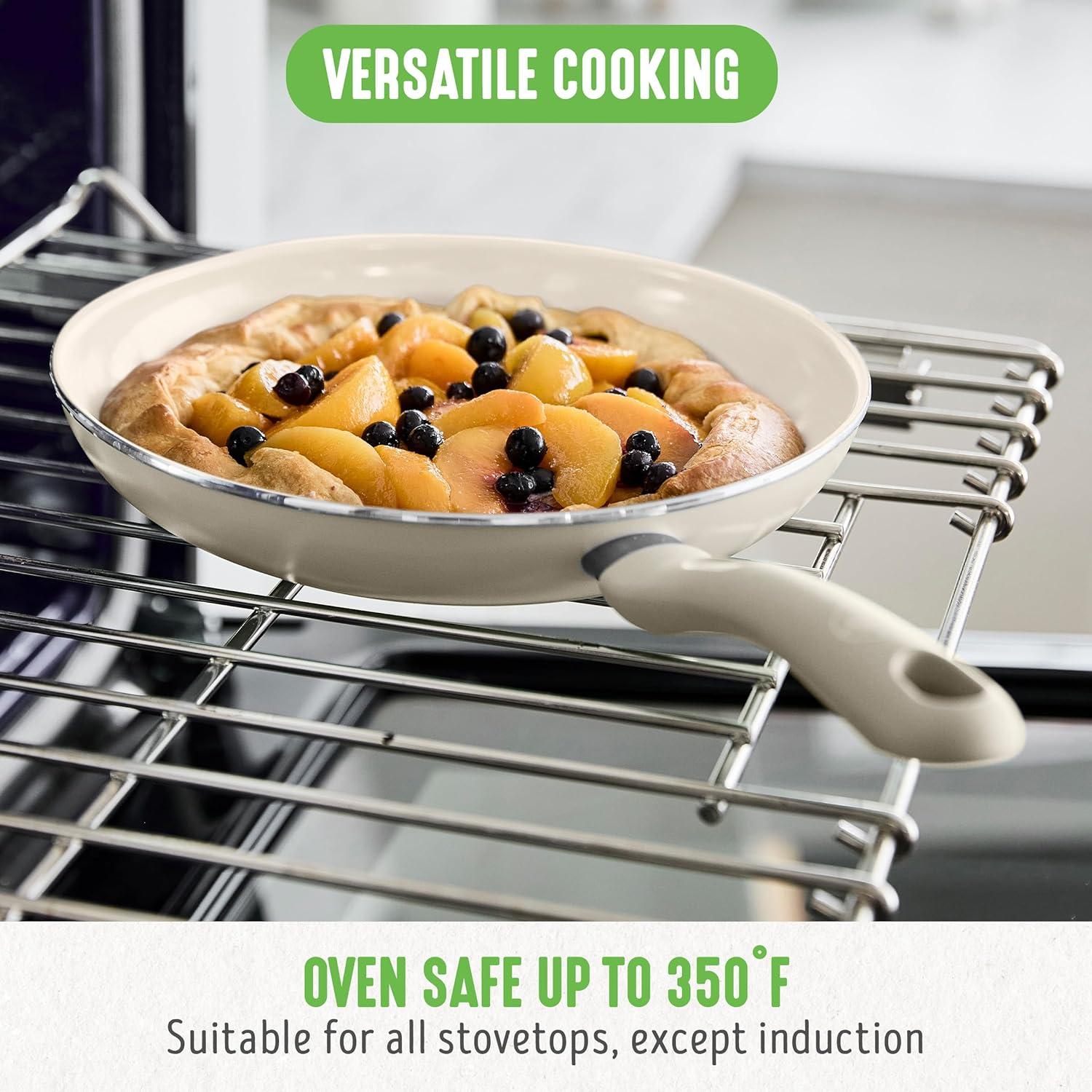 Soft Grip 16-Piece Aluminum Healthy Ceramic Nonstick Cookware Set in Cream