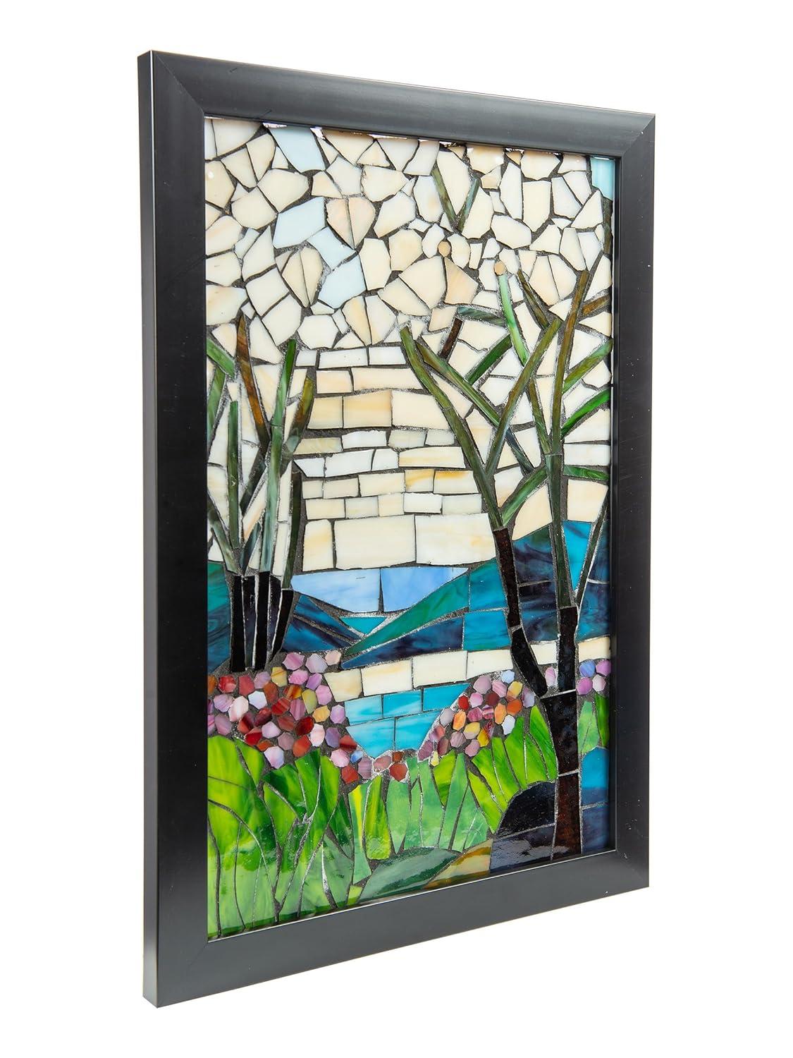Magnolia Iris Mosaic Art Glass Wall Panel
