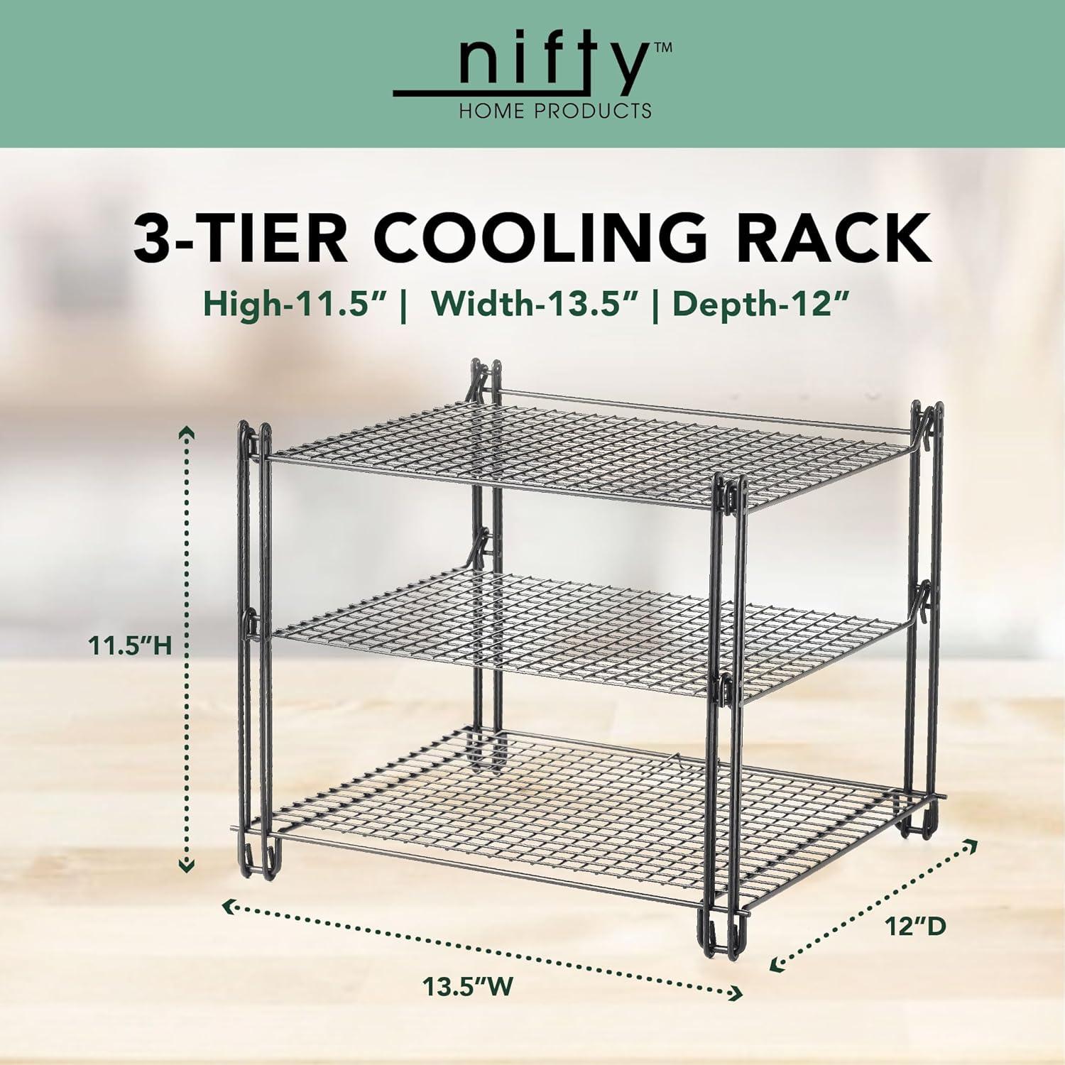 Black 3-Tier Non-Stick Wire Mesh Cooling Rack