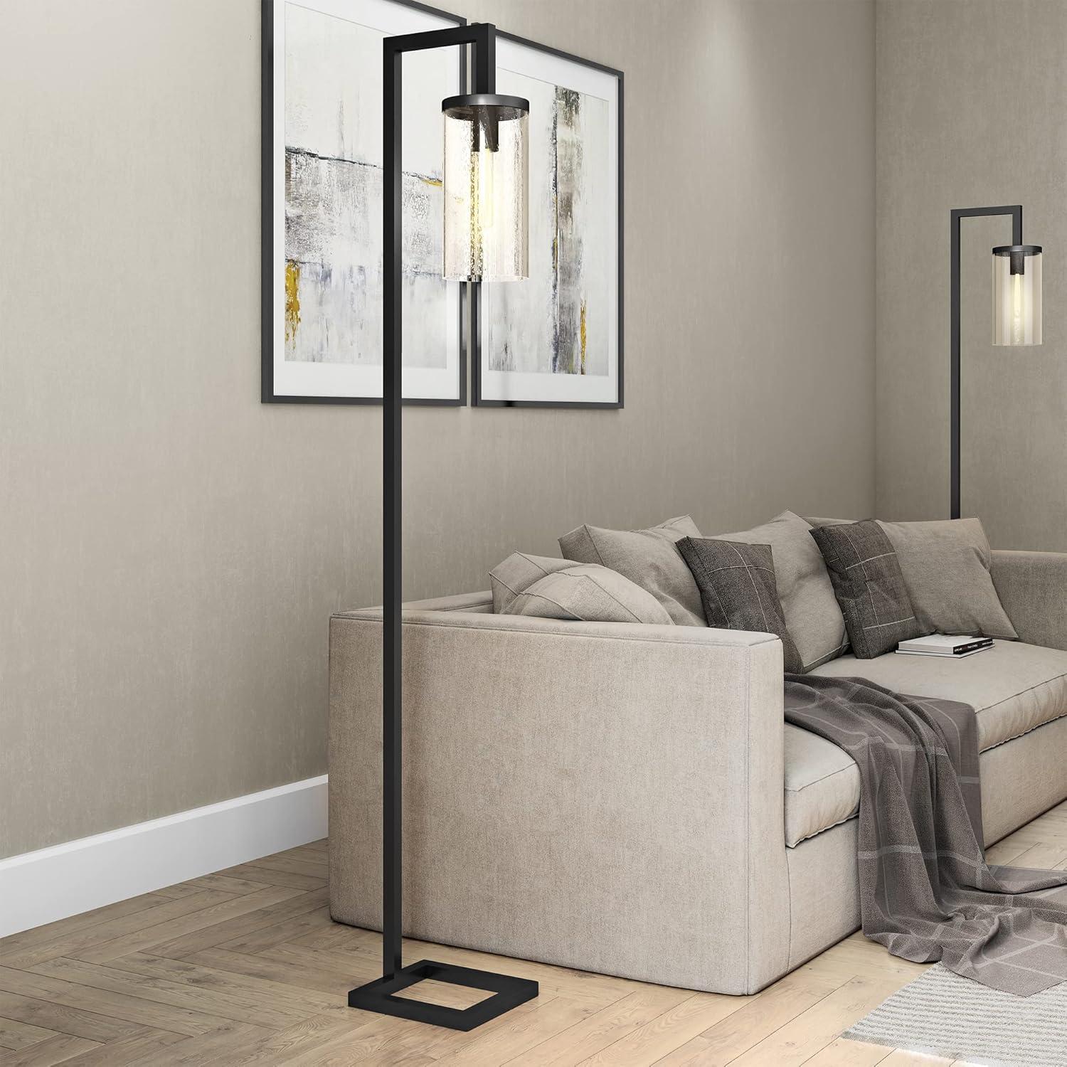 Evelyn&Zoe Modern Metal Floor Lamp with Clear Glass Shade