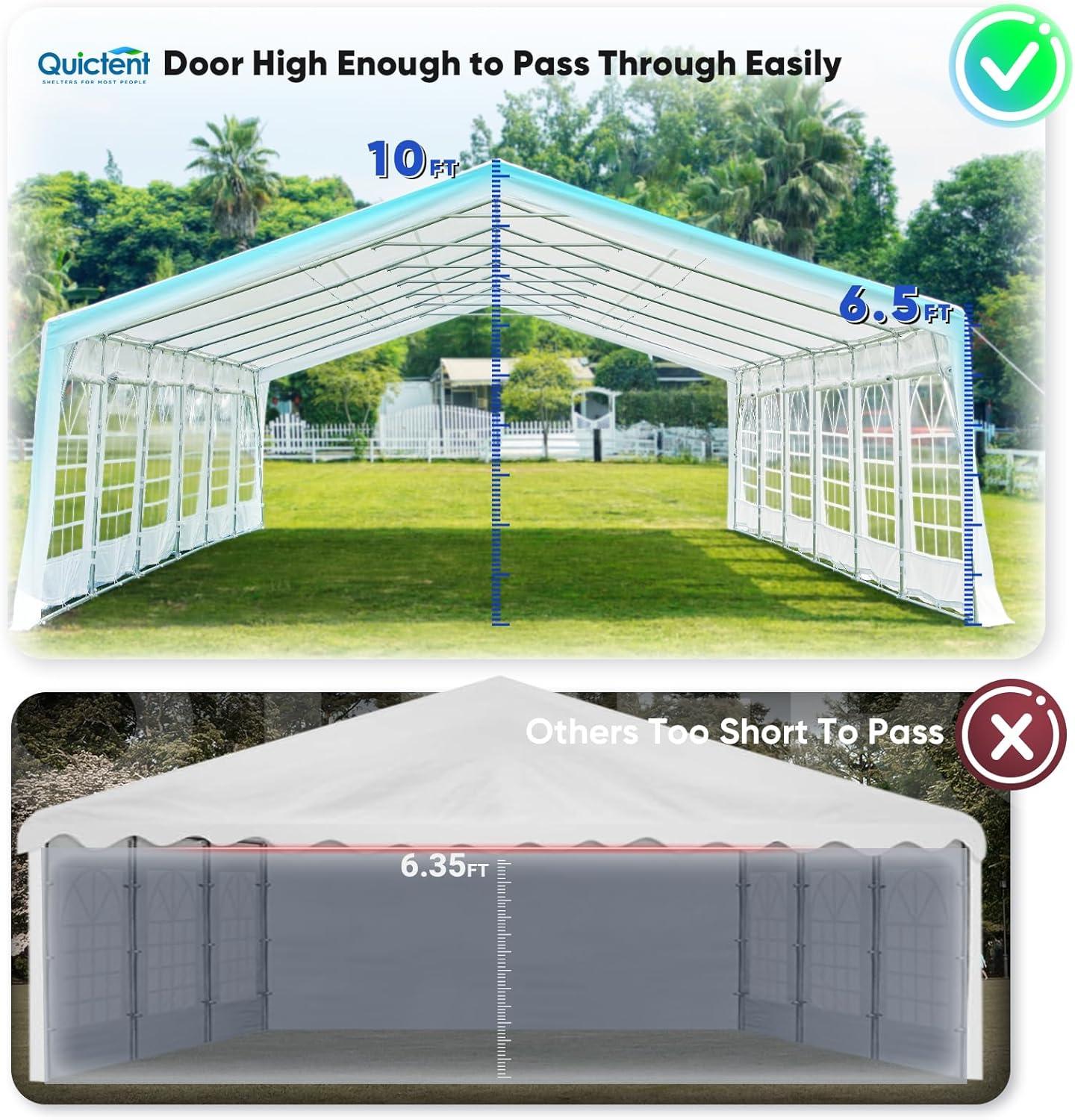 Quictent 20'x 40' Upgraded Galvanized Heavy Duty Gazebo Party Wedding Tent Canopy Carport Shelter with Carry Bags(20x40, White), Event Canopy